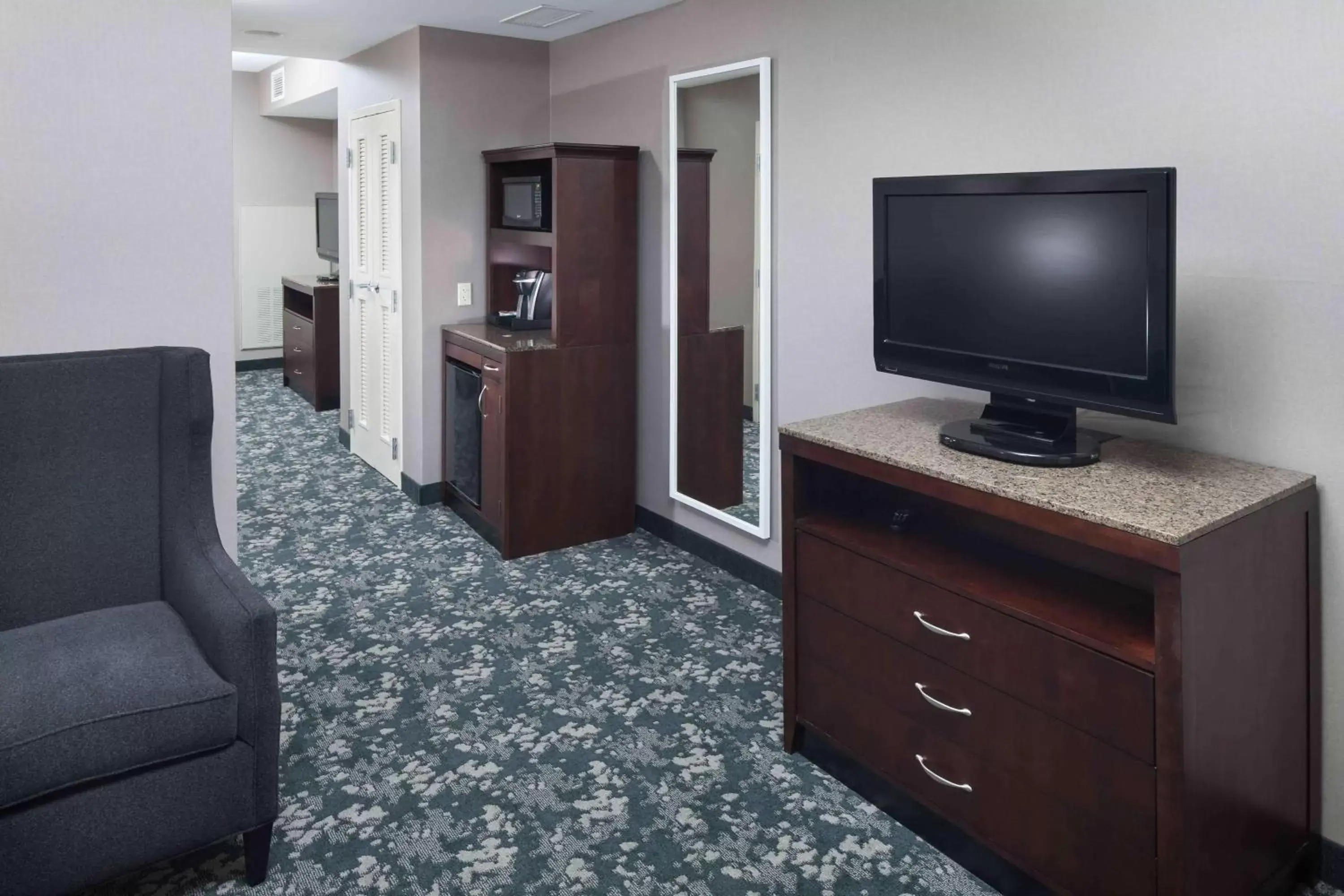 Living room, TV/Entertainment Center in Hilton Garden Inn Detroit/Novi