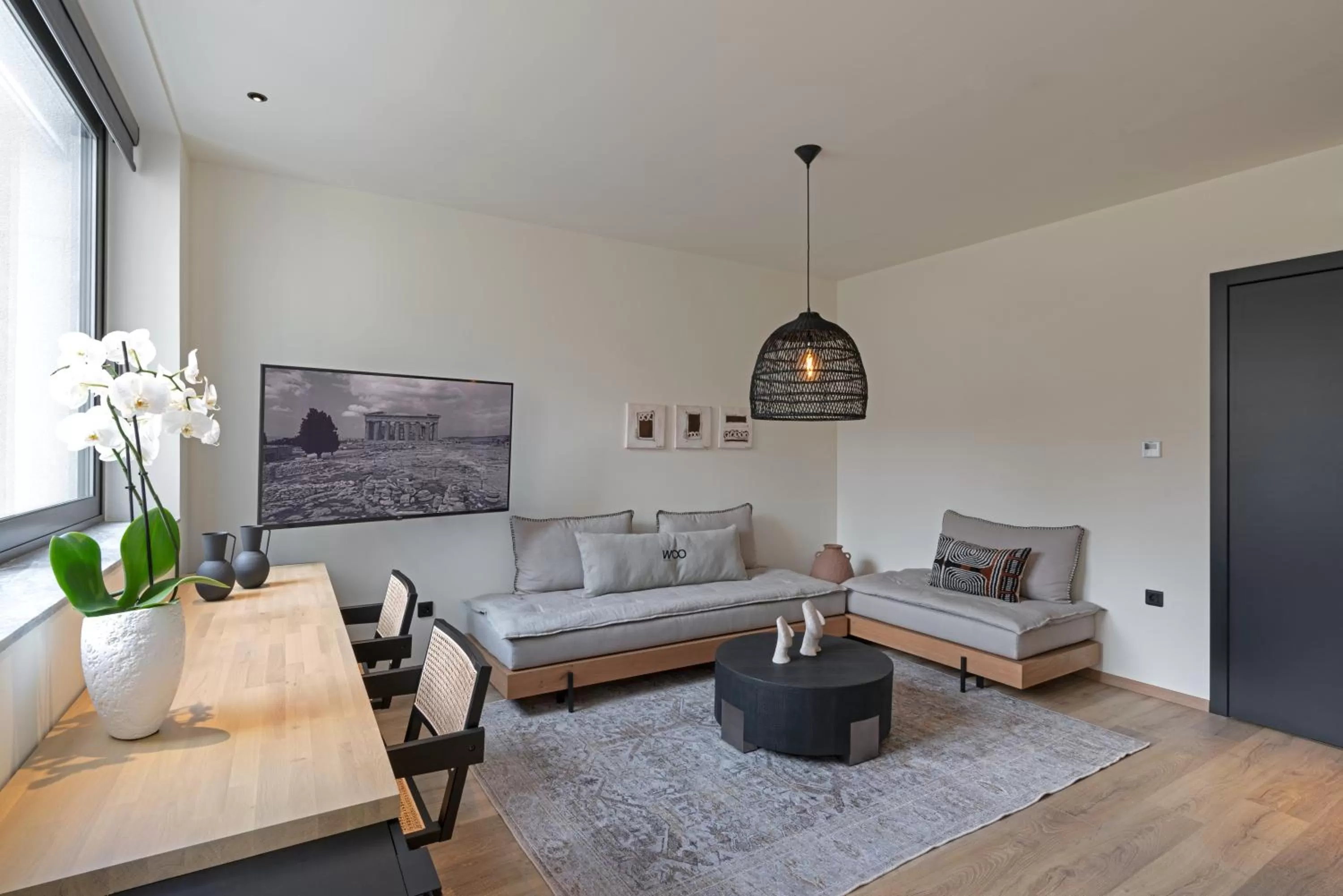 Seating area in Athens Woo Suites