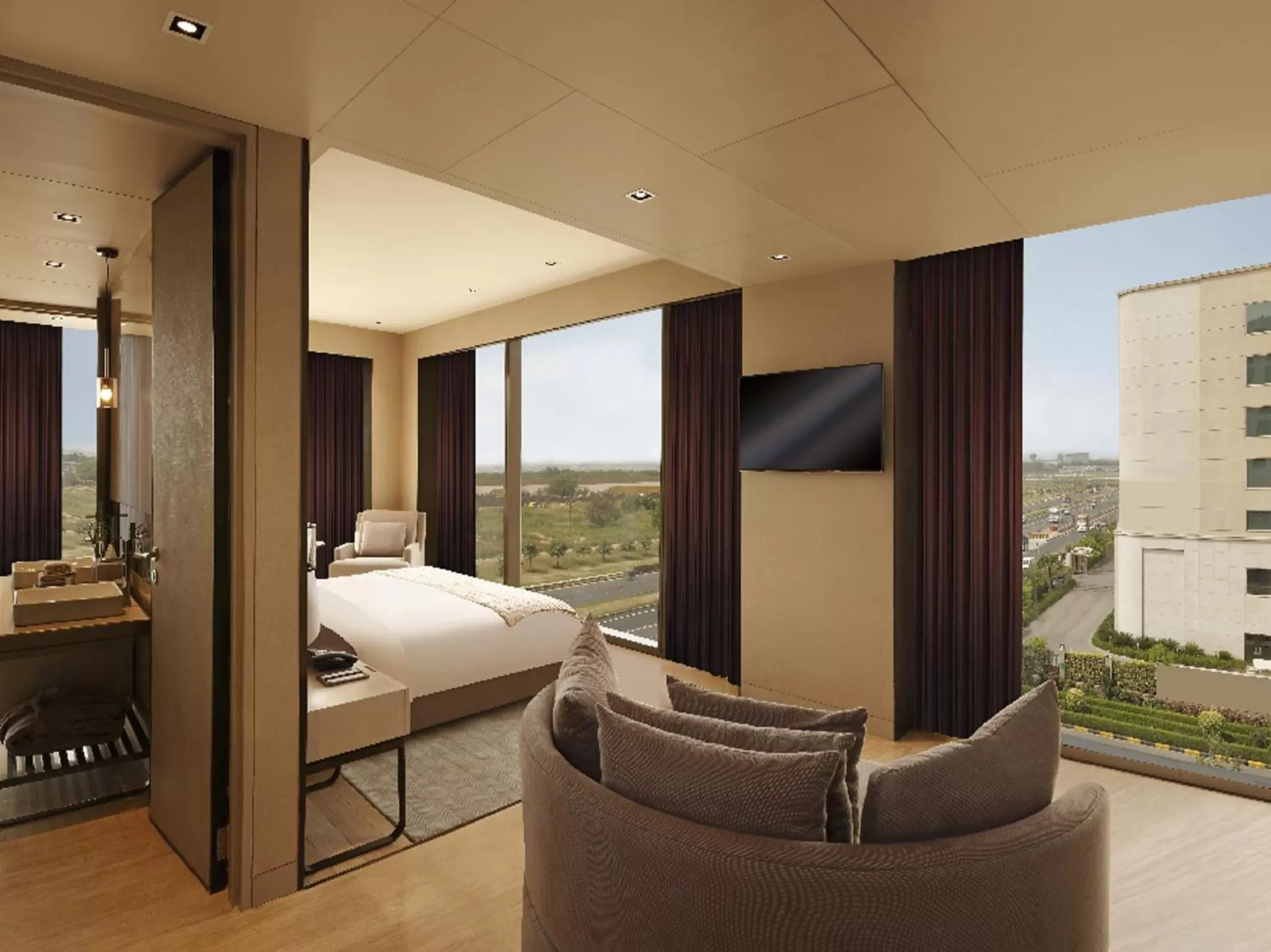 Bedroom, Bed in Roseate House New Delhi