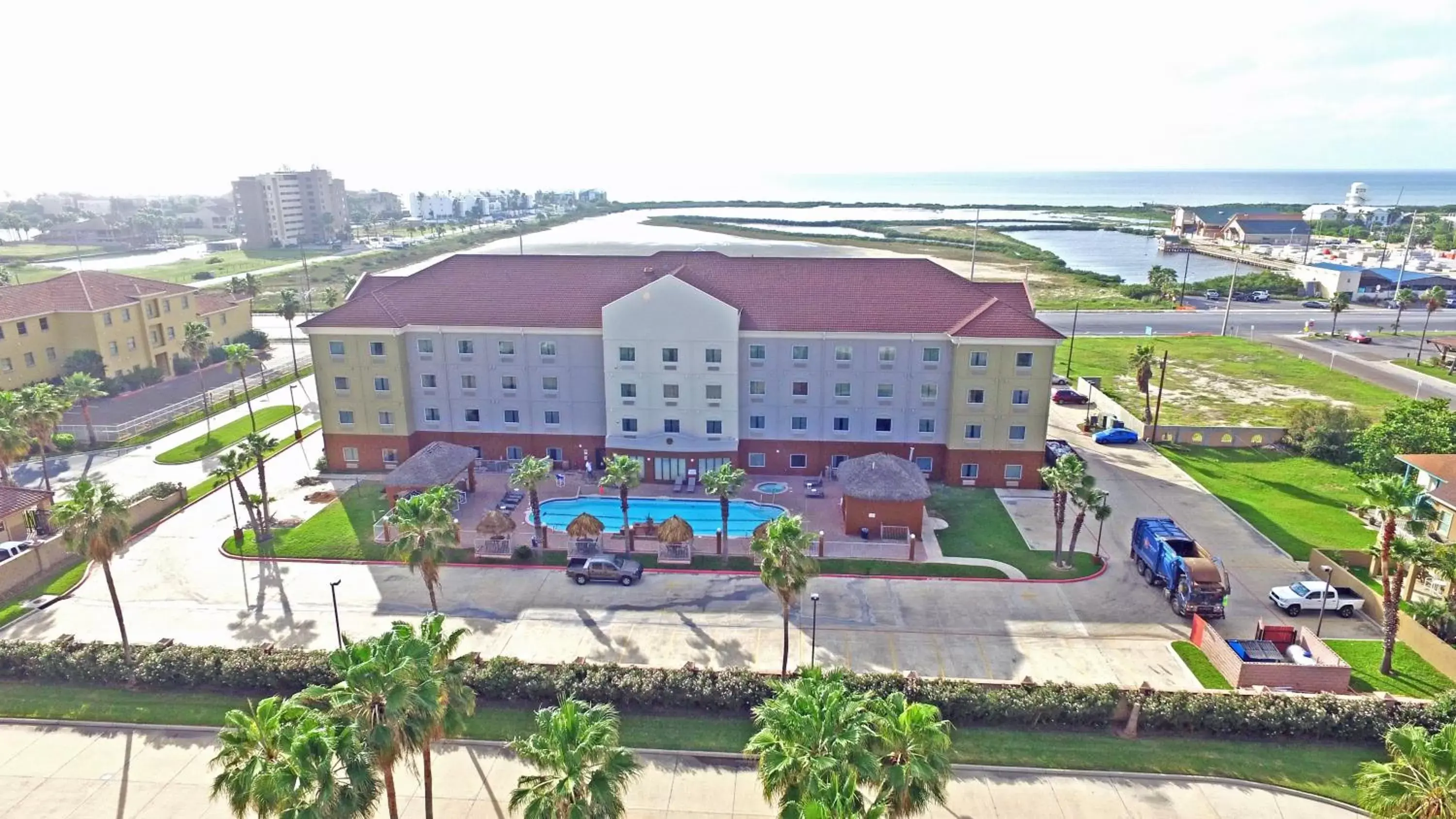 Swimming pool, Bird's-eye View in Holiday Inn Express Hotel and Suites South Padre Island, an IHG Hotel