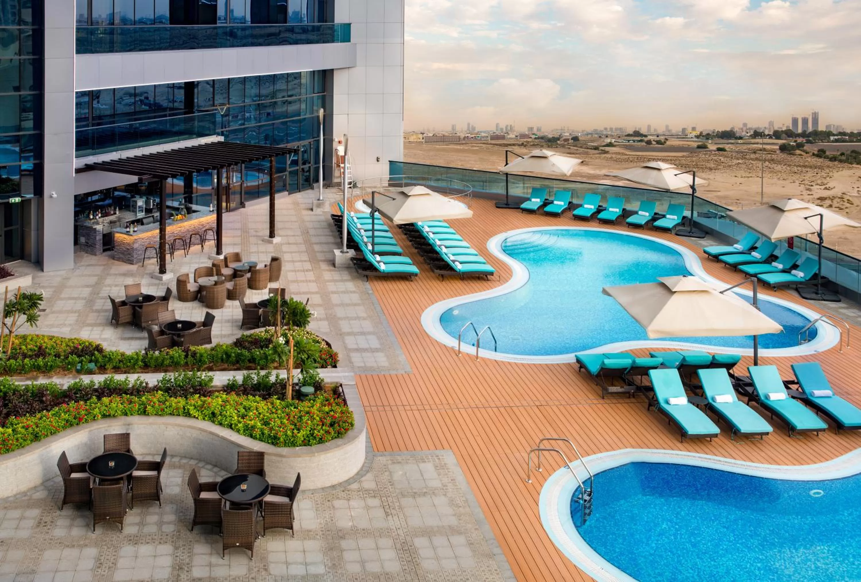 Pool view in Millennium Place Barsha Heights Hotel