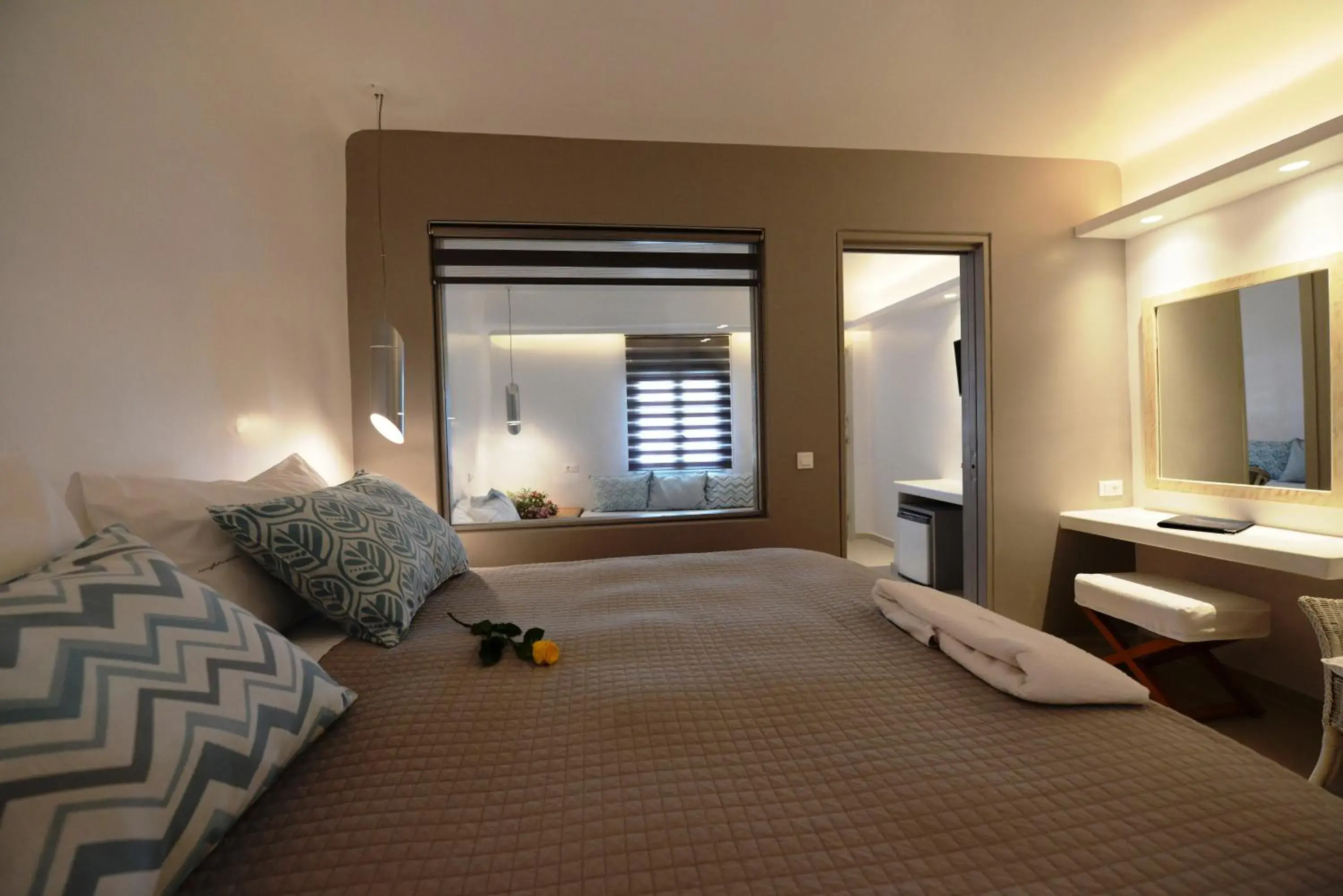 Decorative detail, Bed in Mykonos View Hotel