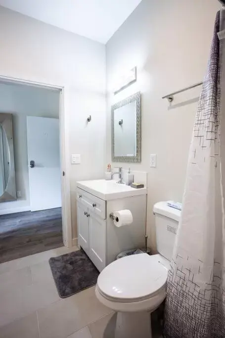 Bathroom in Studio with Large Balcony- San Diego Gateway