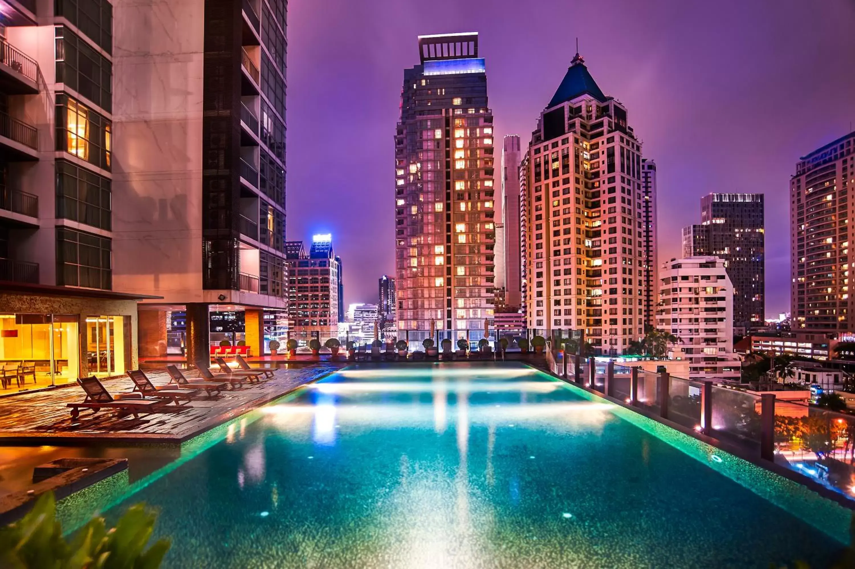 Night, Swimming Pool in Urbana Sathorn Hotel, Bangkok