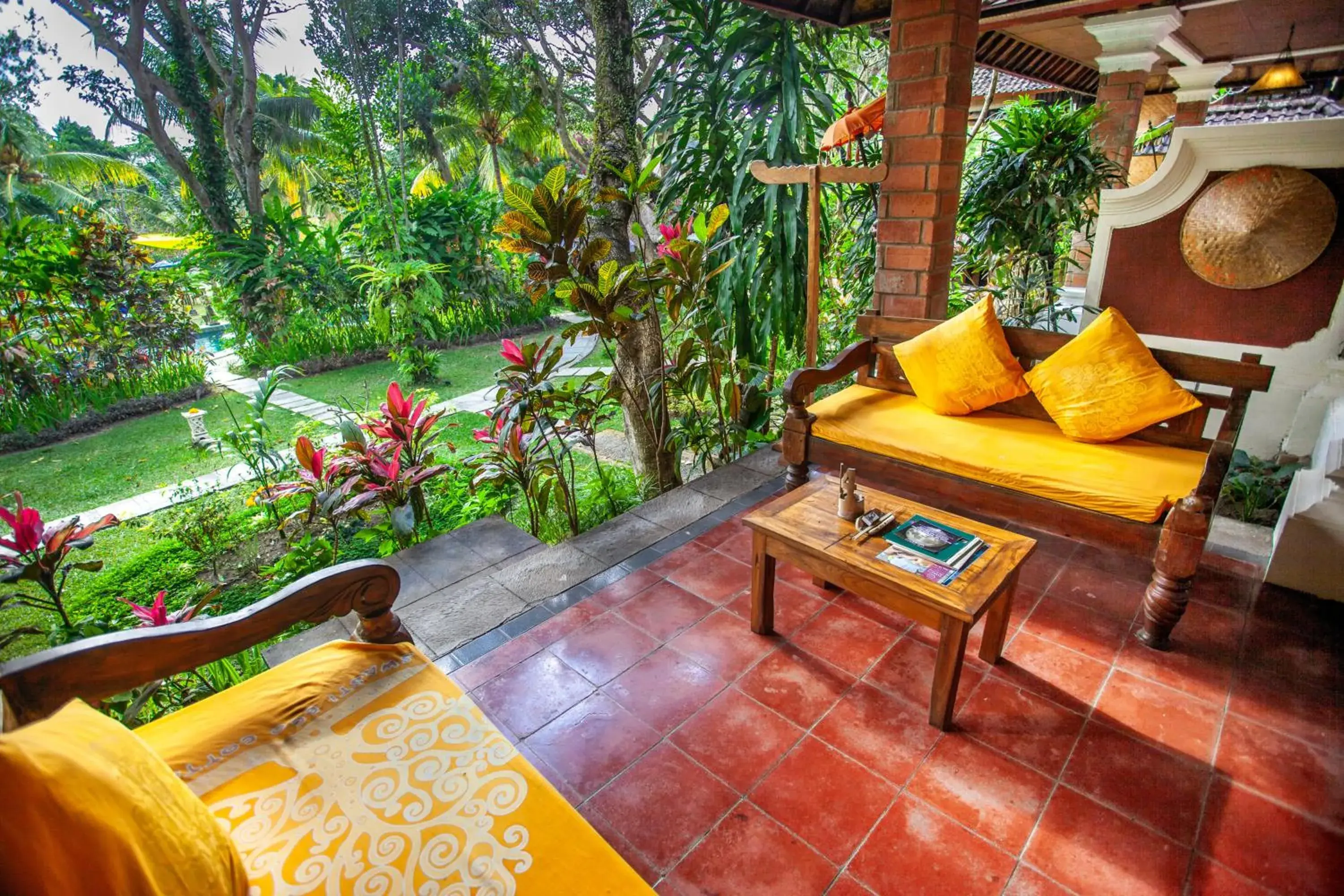 Seating area in Swasti Eco Cottages