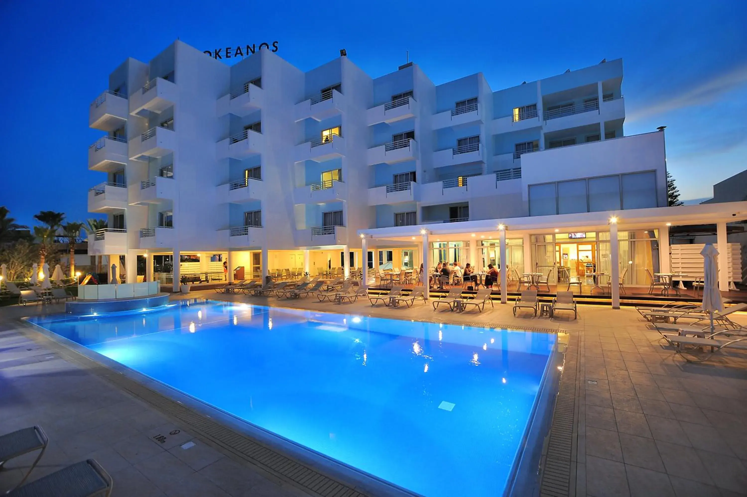 Night, Property Building in Okeanos Beach Boutique Hotel