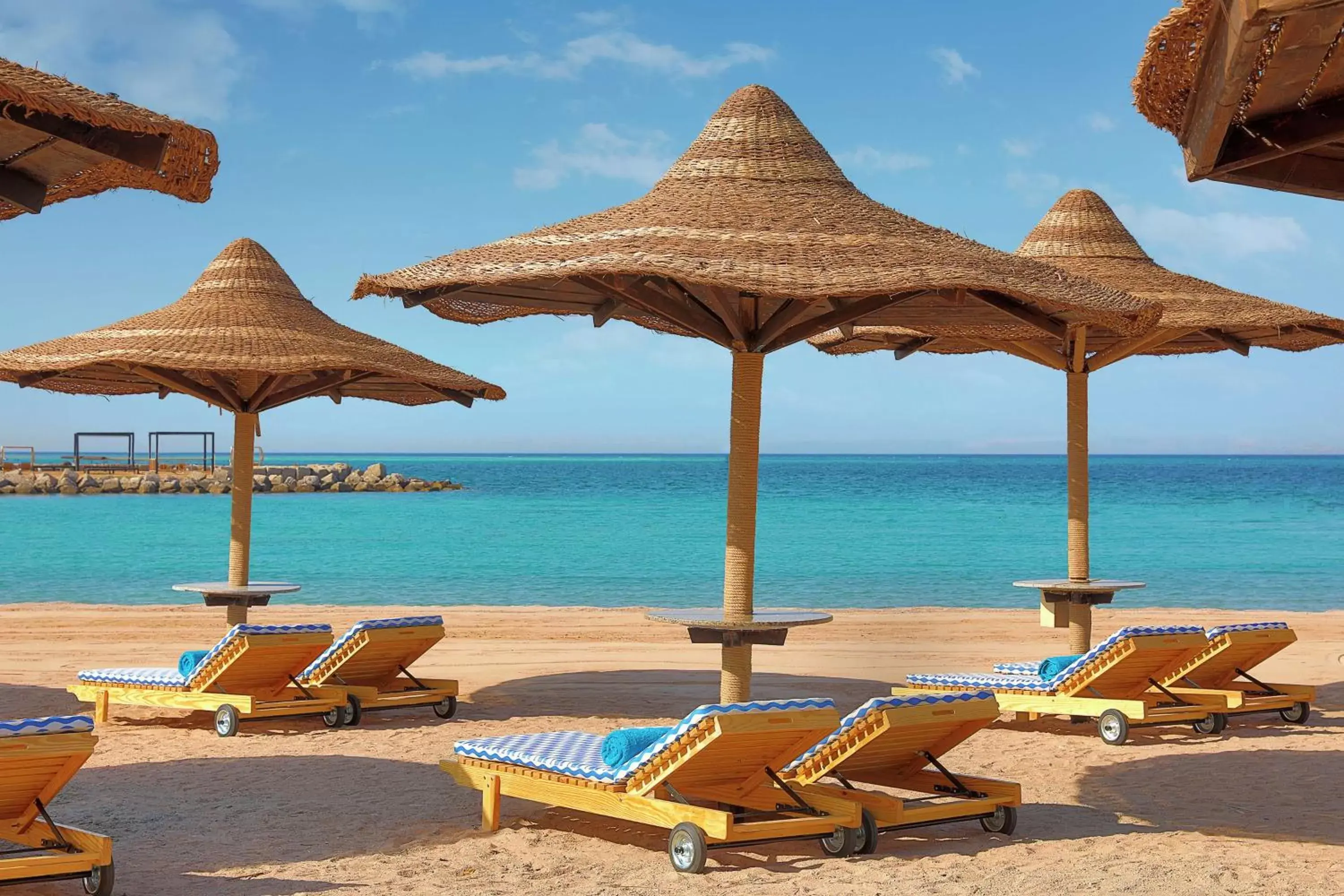 Property building, Beach in Hilton Hurghada Plaza Hotel
