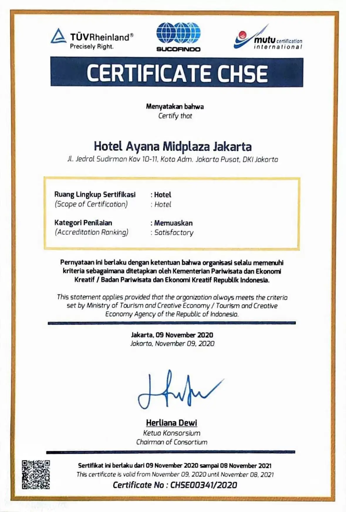 Logo/Certificate/Sign in AYANA Midplaza JAKARTA