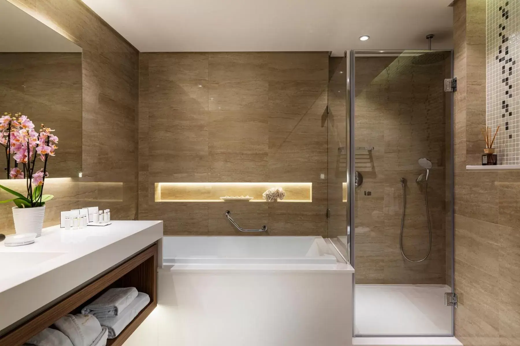 Shower, Bathroom in Grand Hotel Millennium Sofia - The Most Spacious Rooms in Sofia, Secured Paid Underground Parking