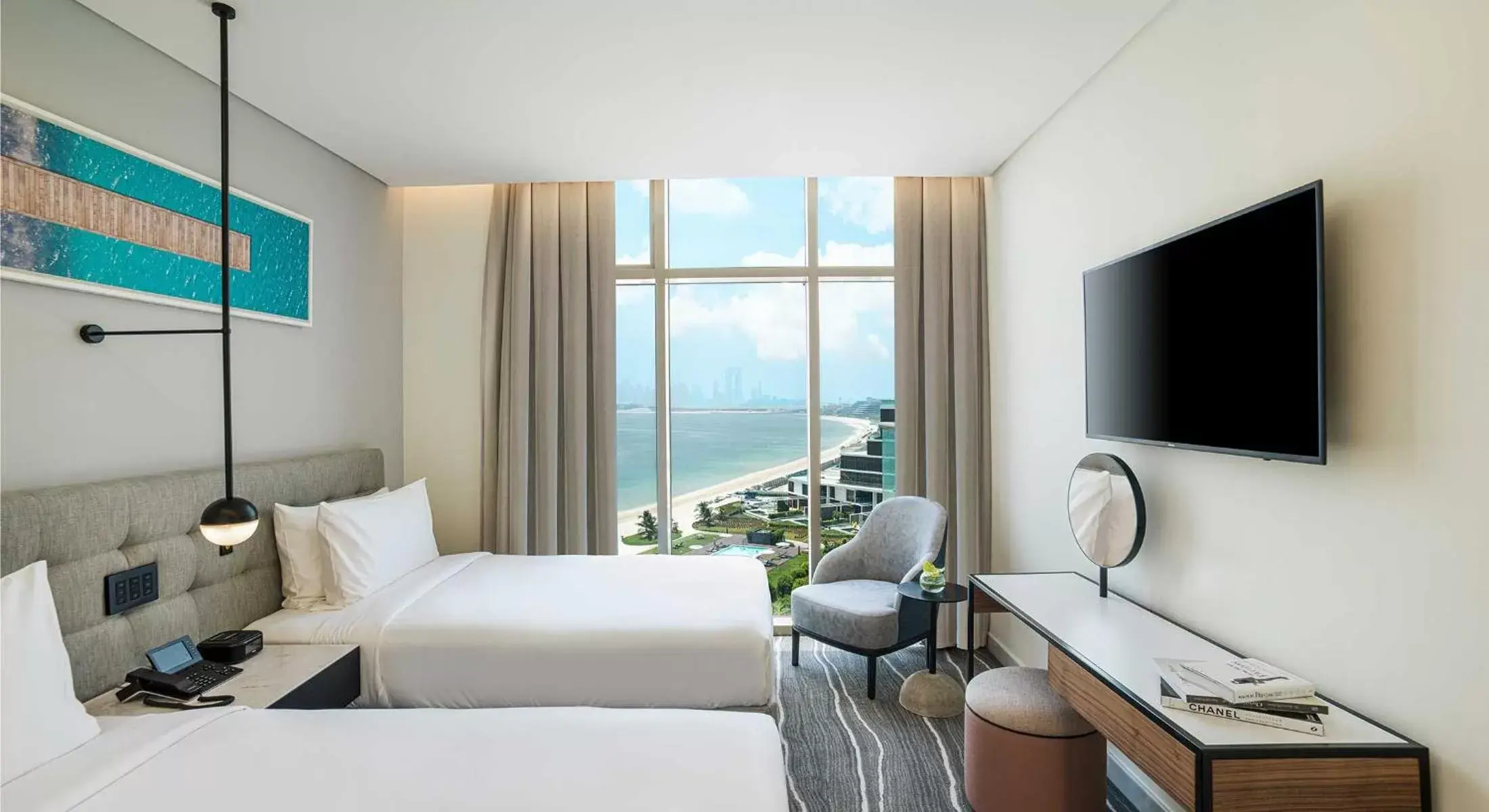 Bed in Th8 Palm Dubai Beach Resort Vignette Collection, an IHG hotel