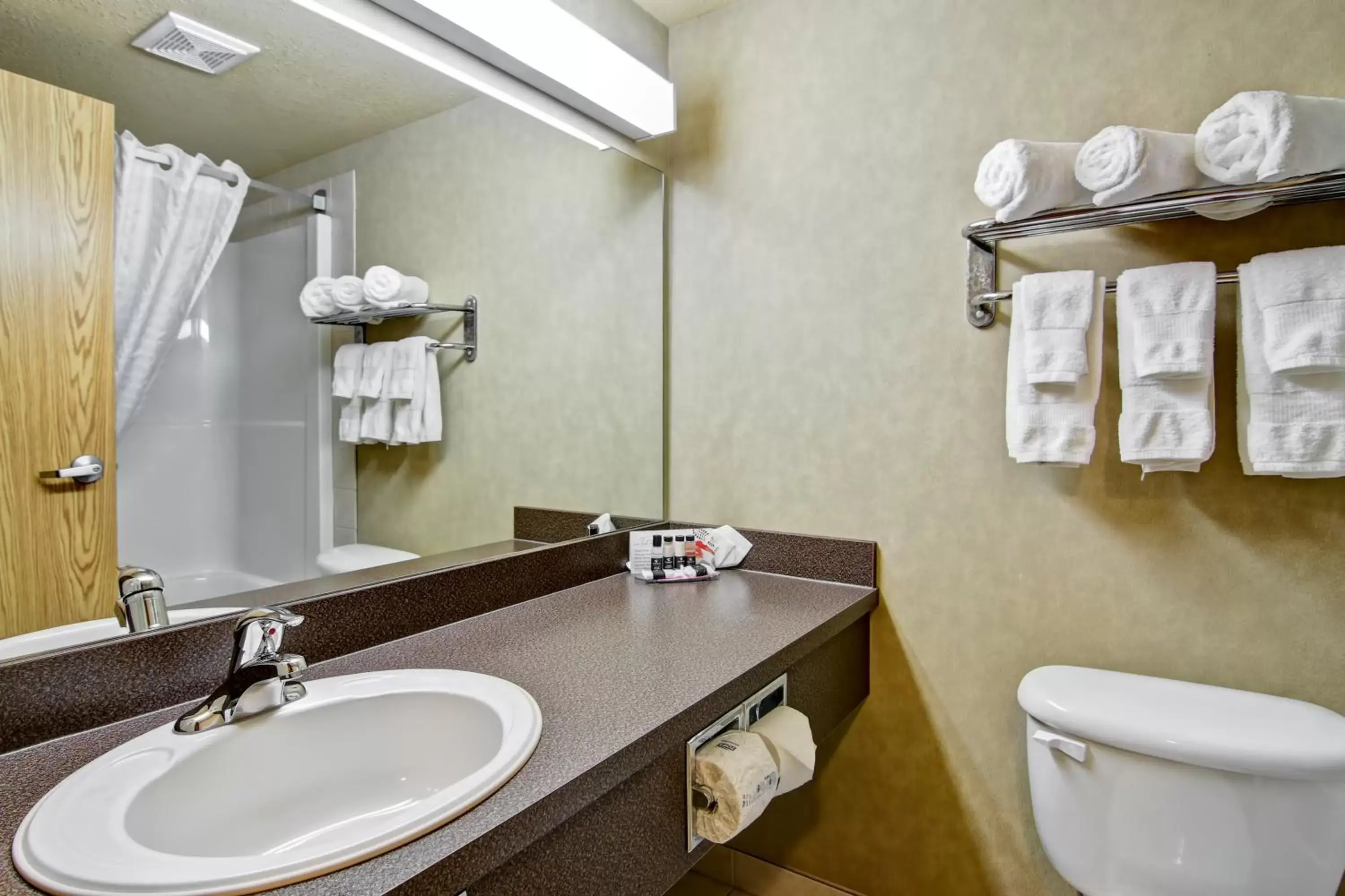 Bathroom in Ramada by Wyndham Ponoka Bathroom in Ramada by Wyndham Ponoka