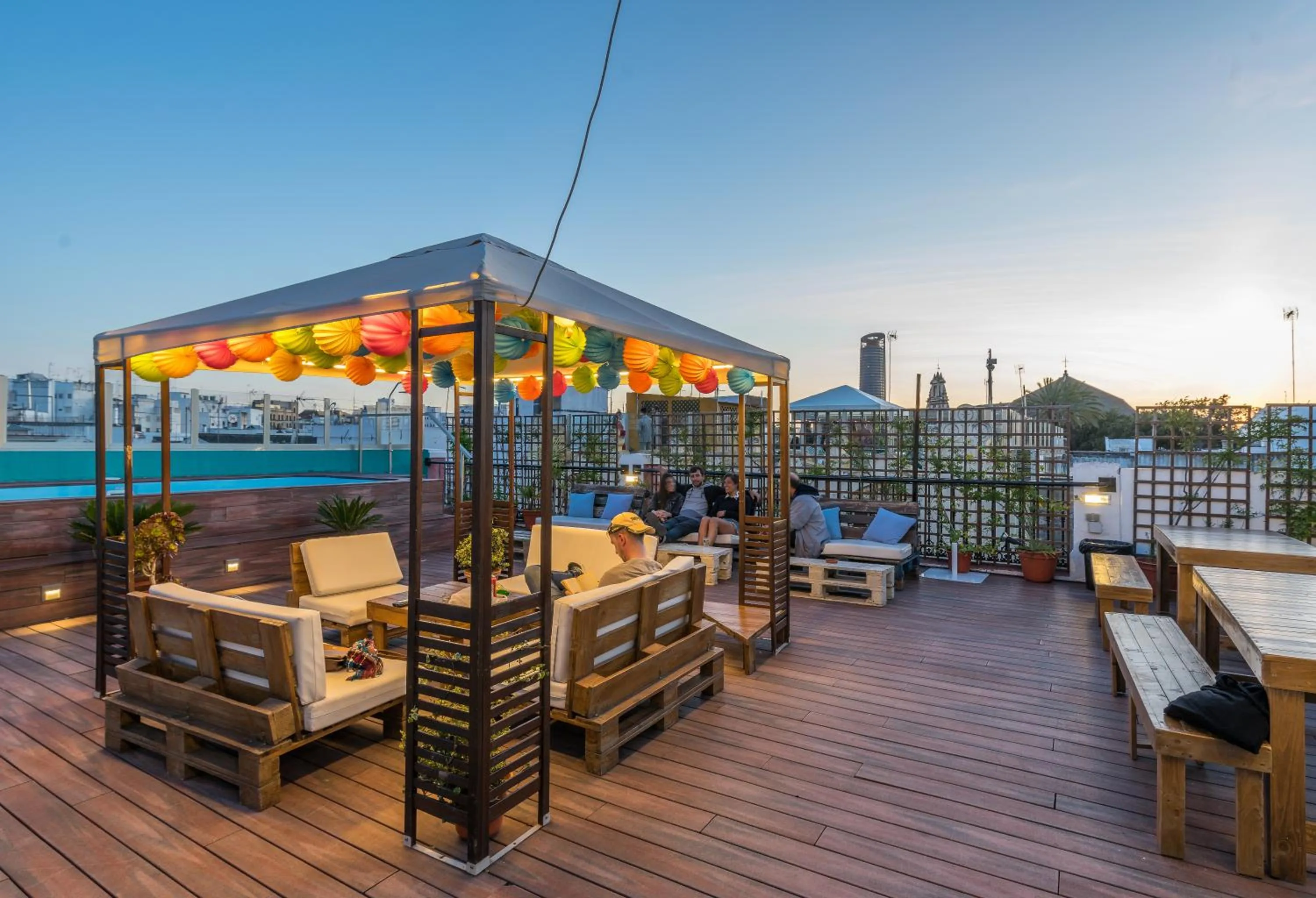 Balcony/Terrace in Oasis Backpackers' Hostel Palace Sevilla