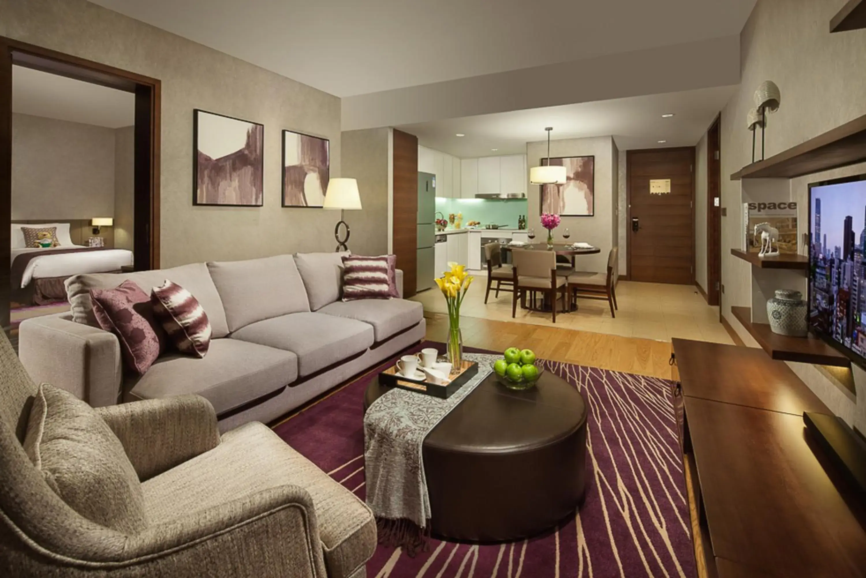 Living room, Seating Area in Ascott Raffles City Chengdu Serviced Apartments