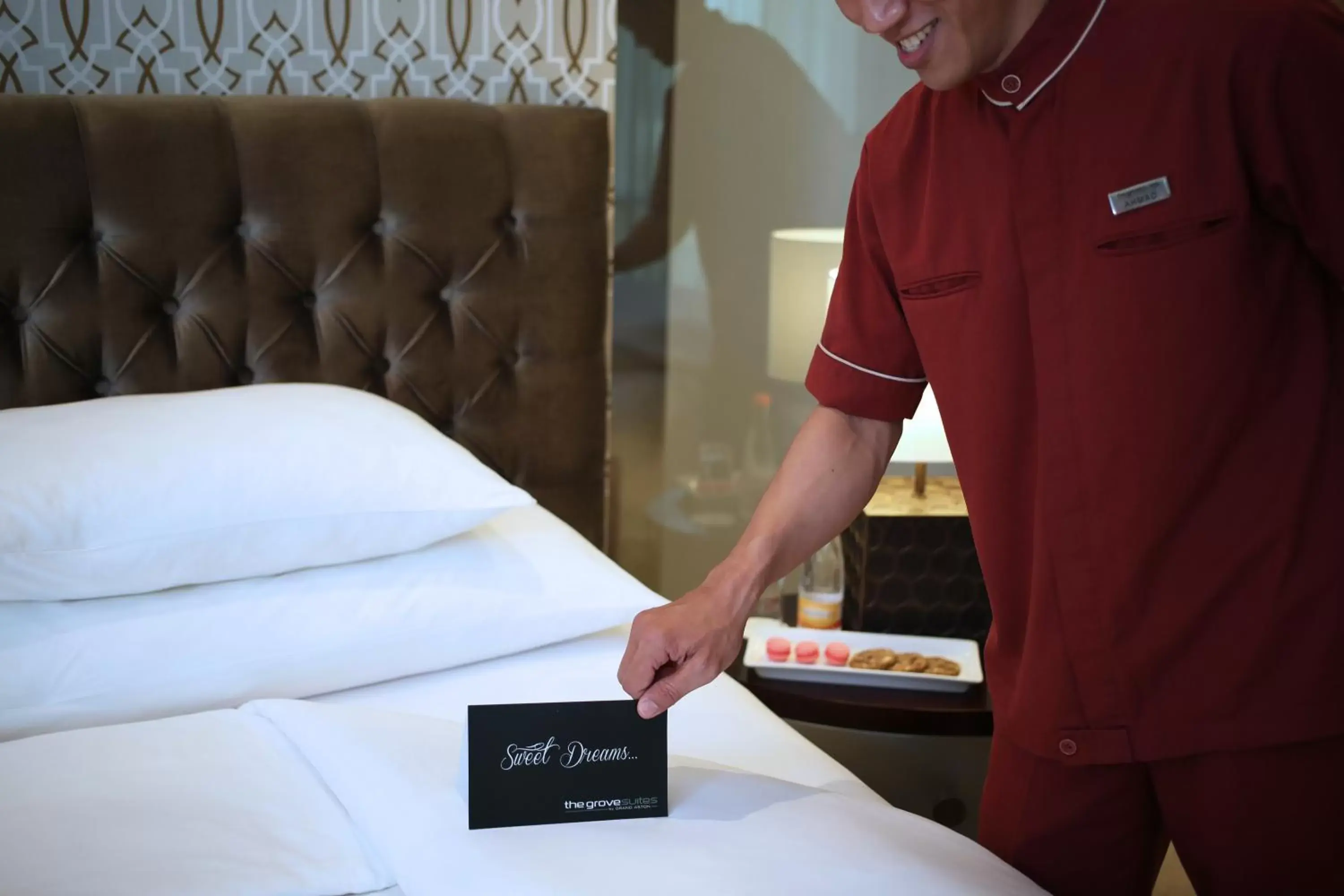 Decorative detail, Bed in The Grove Suites by Grand Aston Decorative detail, Bed in The Grove Suites by Grand Aston