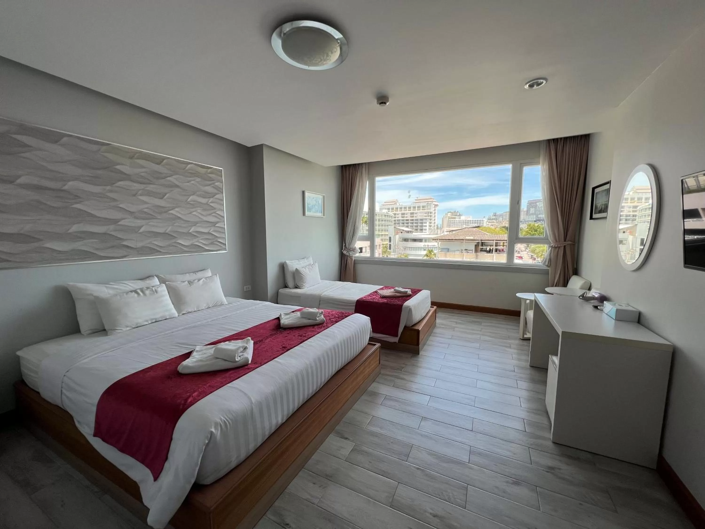 View (from property/room), Bed in The Beach Front Resort, Pattaya