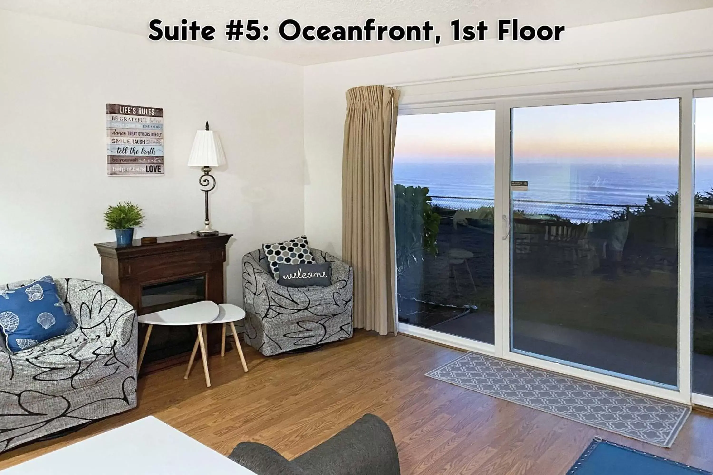 Living room in Ocean Terrace Condominiums