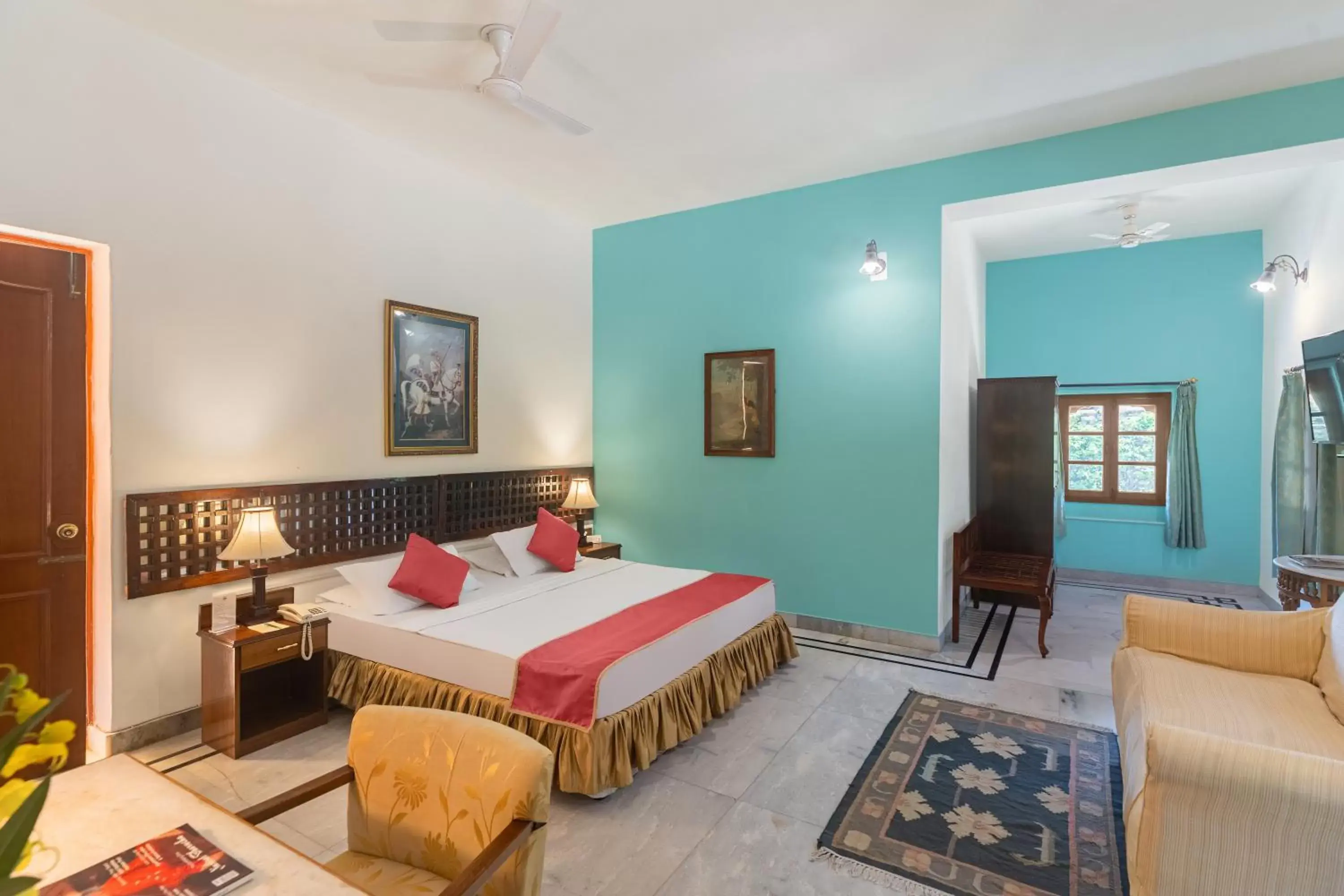 Bedroom, Bed in WelcomHeritage Mandir Palace