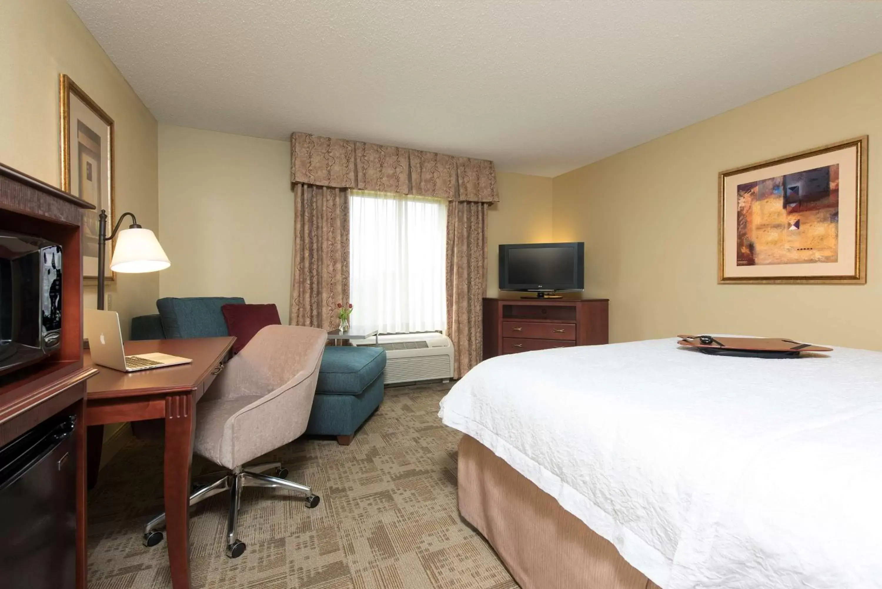 Bed, TV/Entertainment Center in Hampton Inn & Suites Bloomington Normal