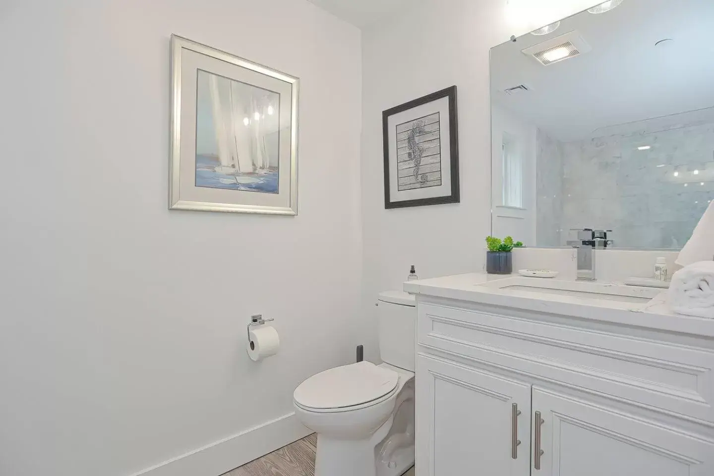 Bathroom in Harbourtown Suites on Plymouth Harbor