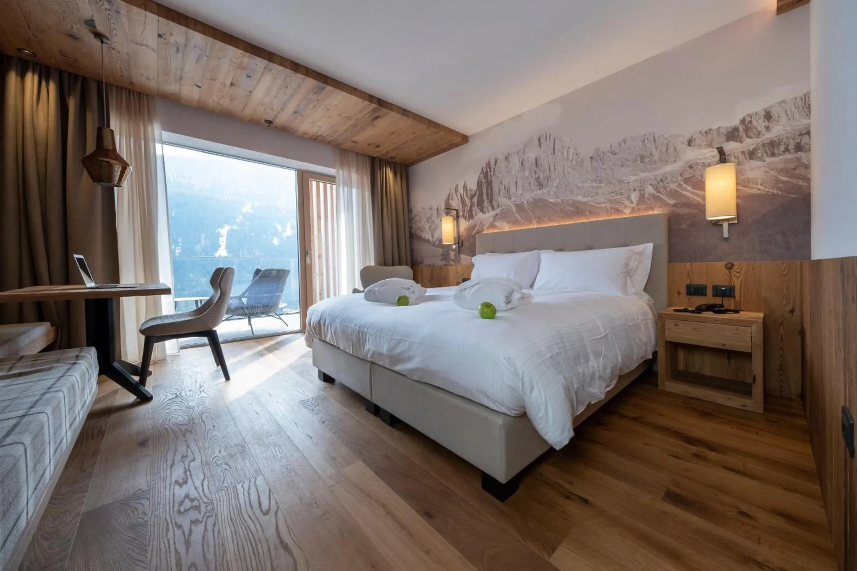 Bed in Ciampedie Luxury Alpine Spa Hotel