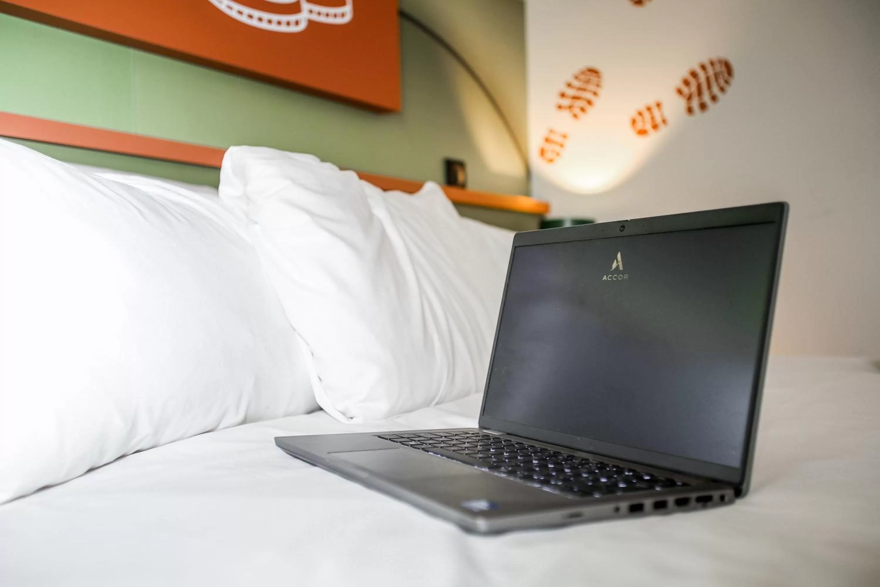 Decorative detail, Bed in Ibis Styles Lisieux Normandie