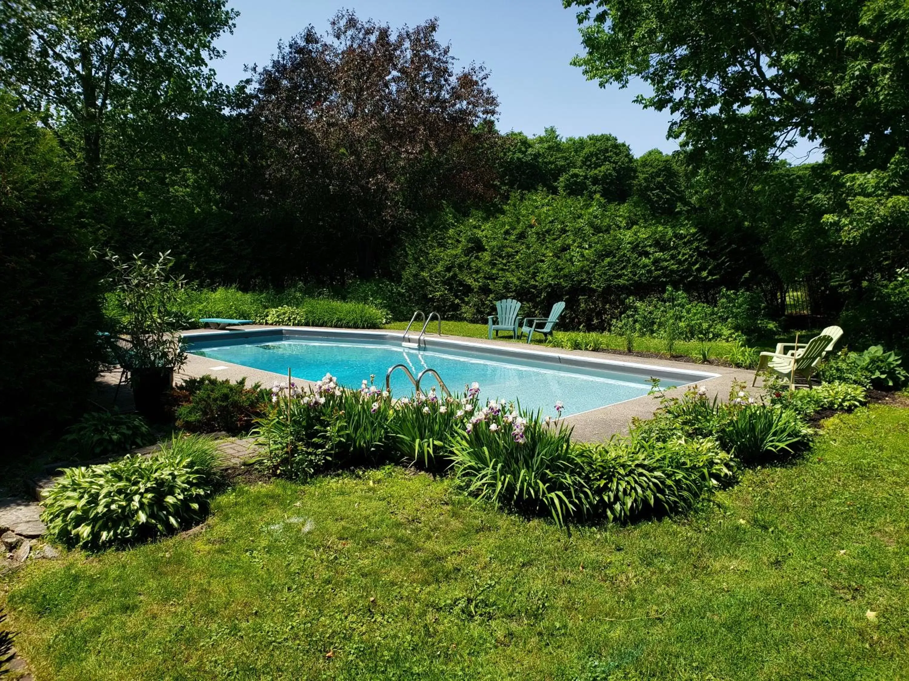 Patio, Swimming Pool in Auberge du Vignoble Bromont