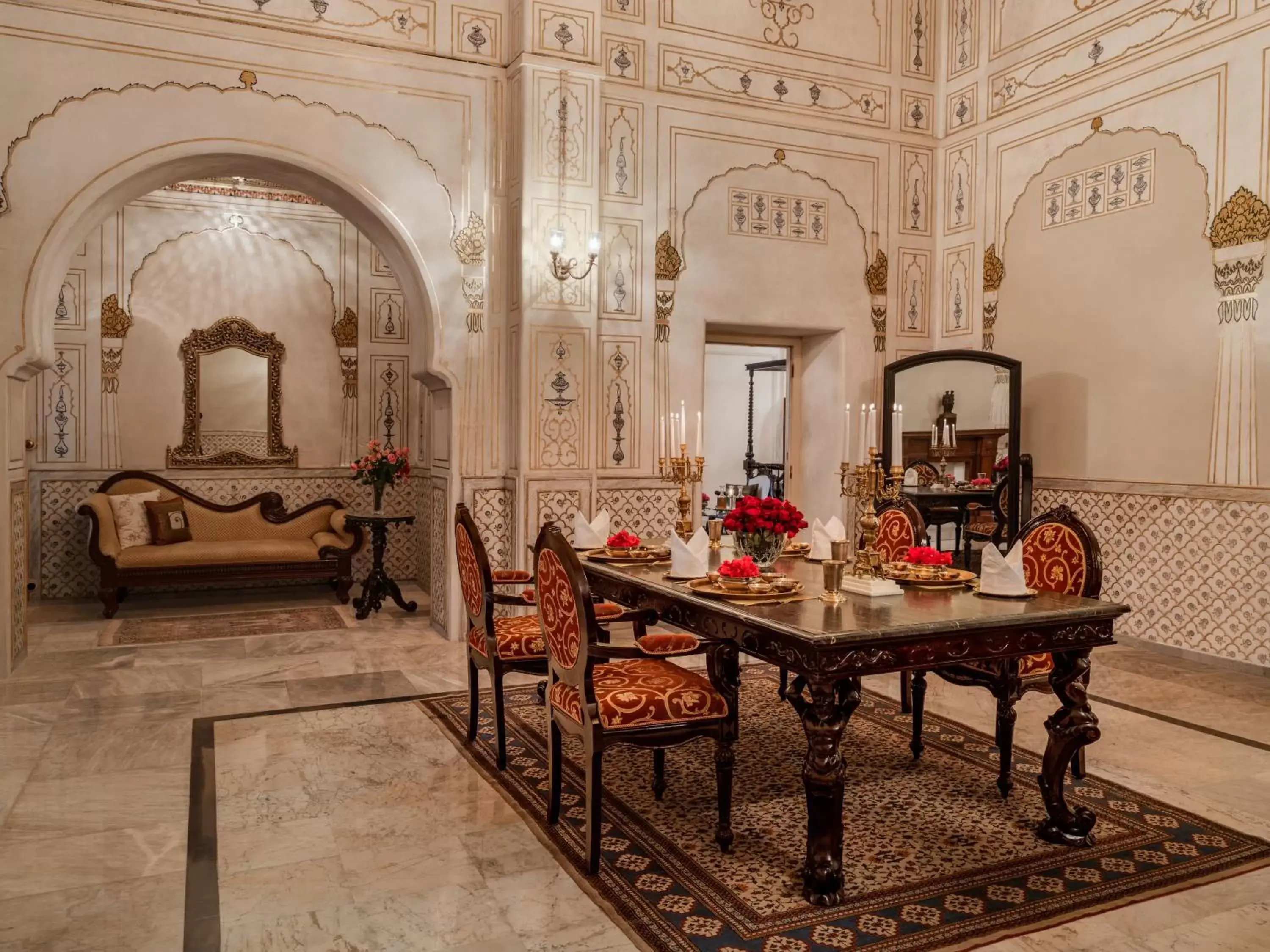 Seating area in The Laxmi Niwas Palace