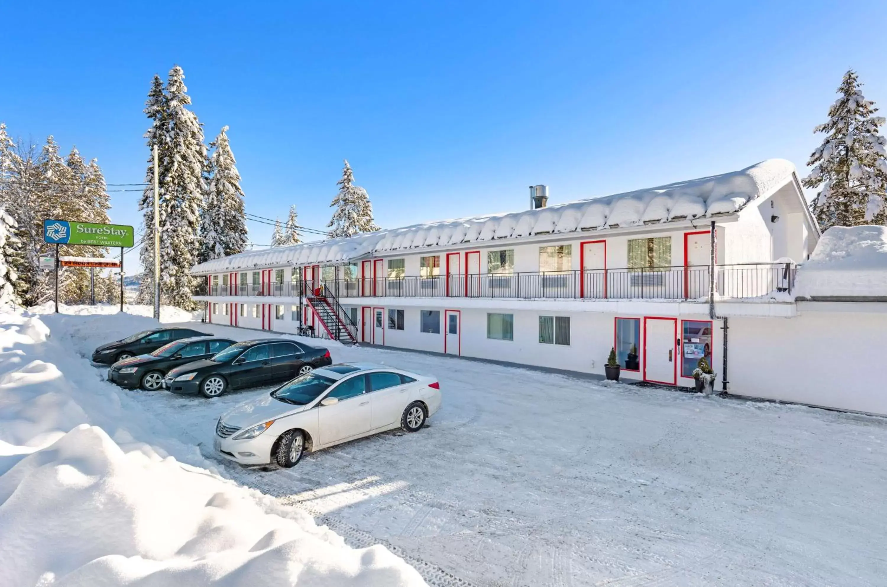 Property building, Winter in SureStay Hotel by Best Western Rossland Red Mountain