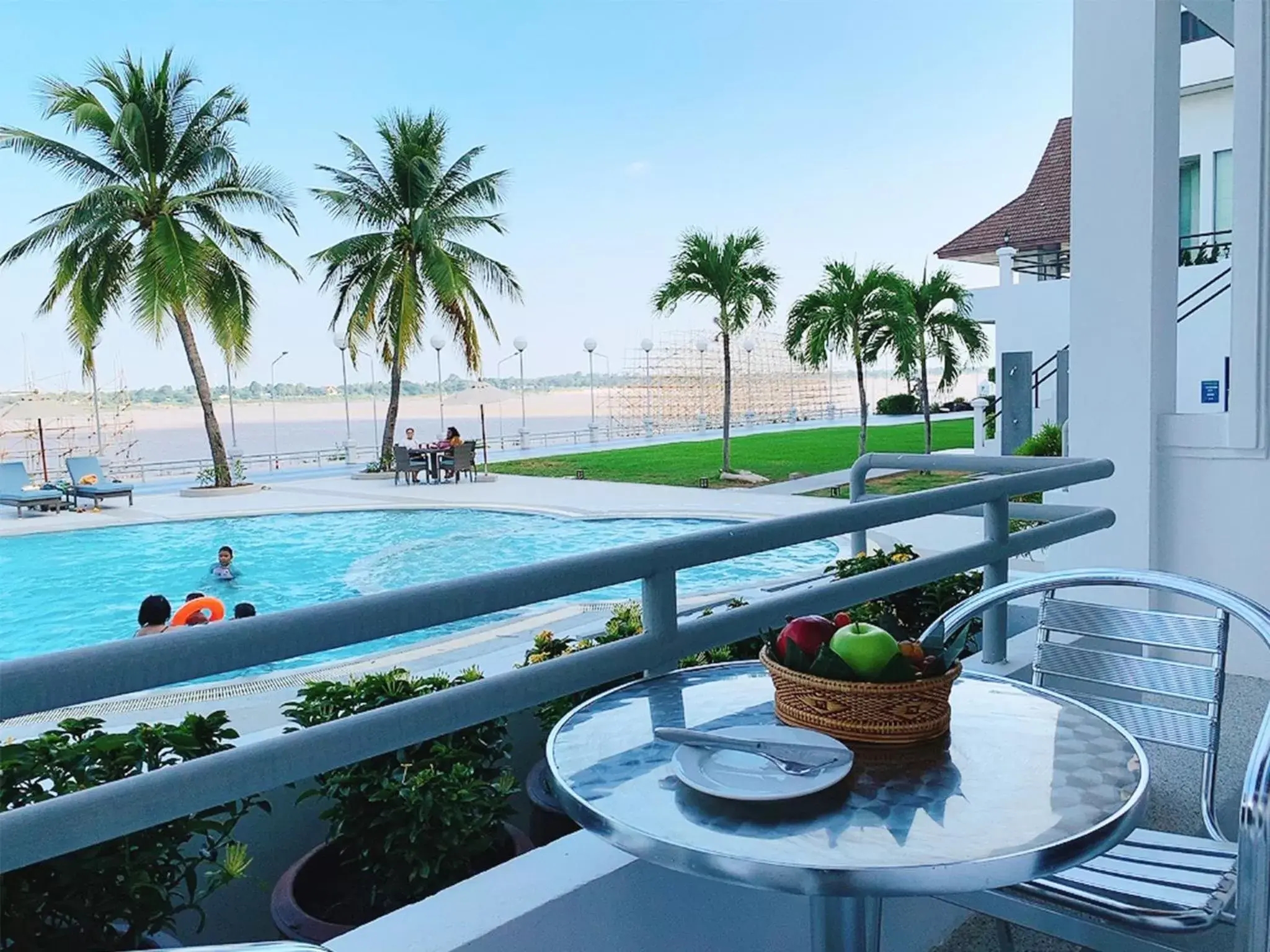 Balcony/Terrace, Pool View in Fortune River View Hotel Nakhon Phanom