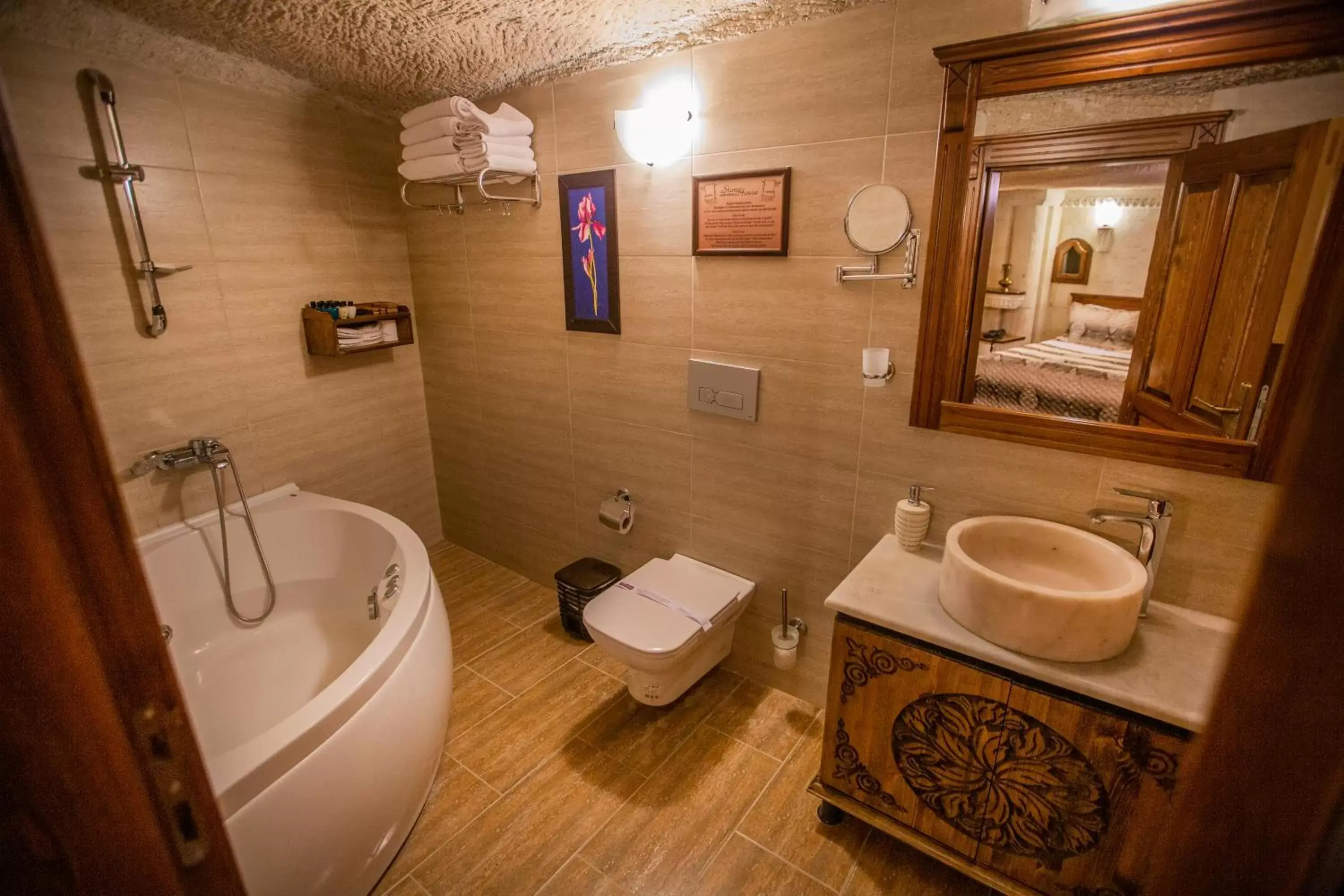 Bathroom in Stone House Cave Hotel