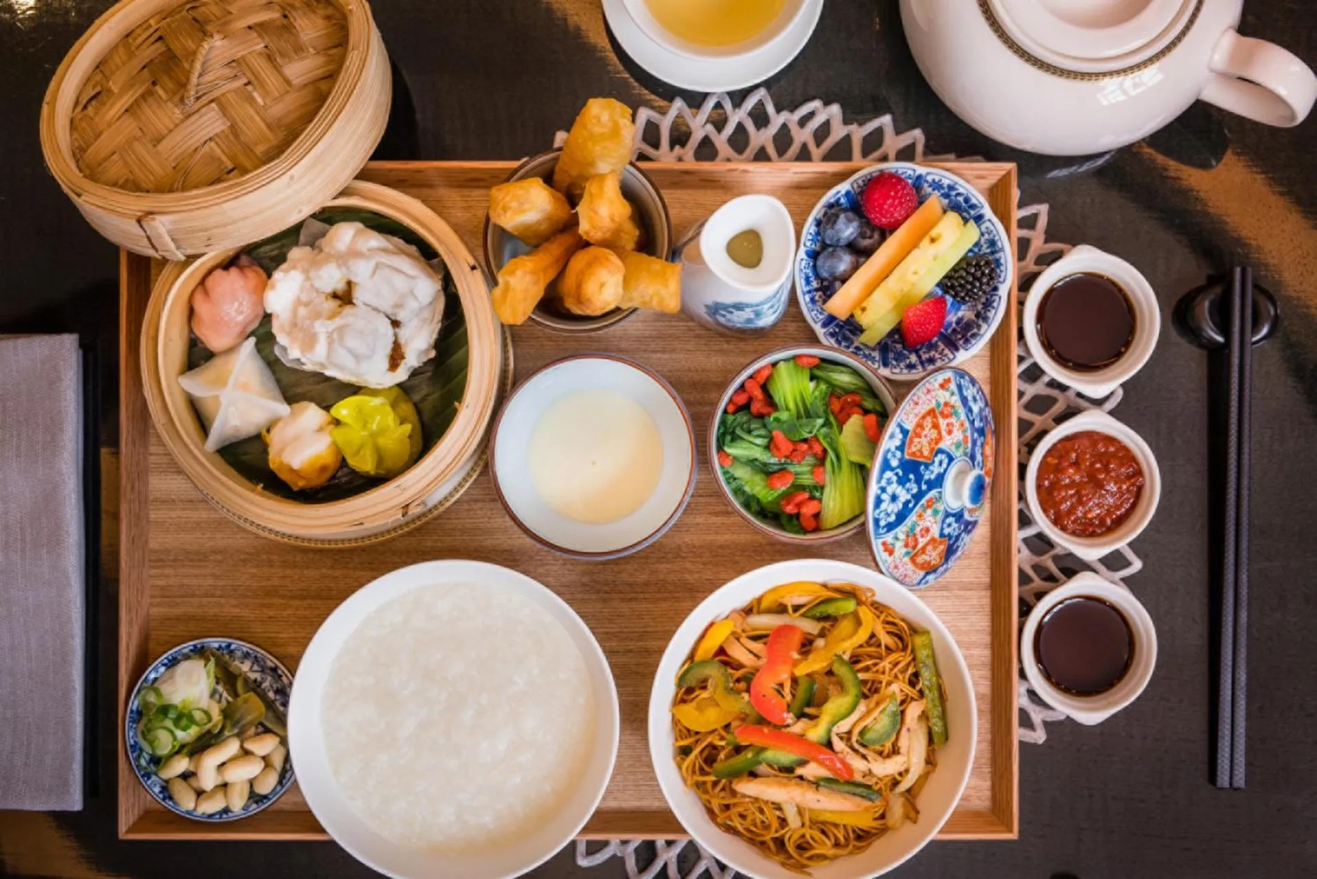 Asian breakfast in Four Seasons Hotel London at Tower Bridge