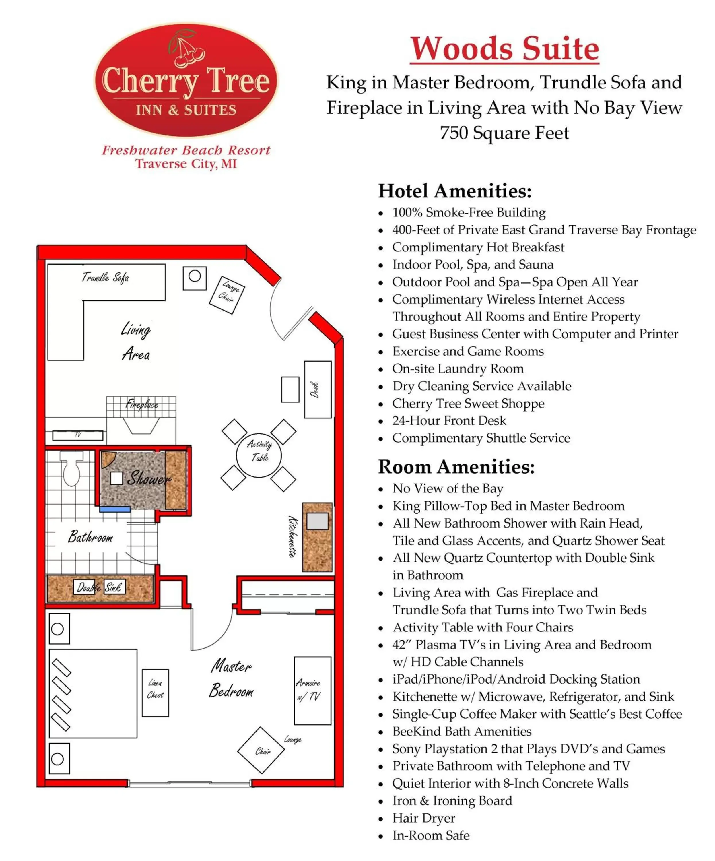 Photo of the whole room, Floor Plan in Cherry Tree Inn & Suites