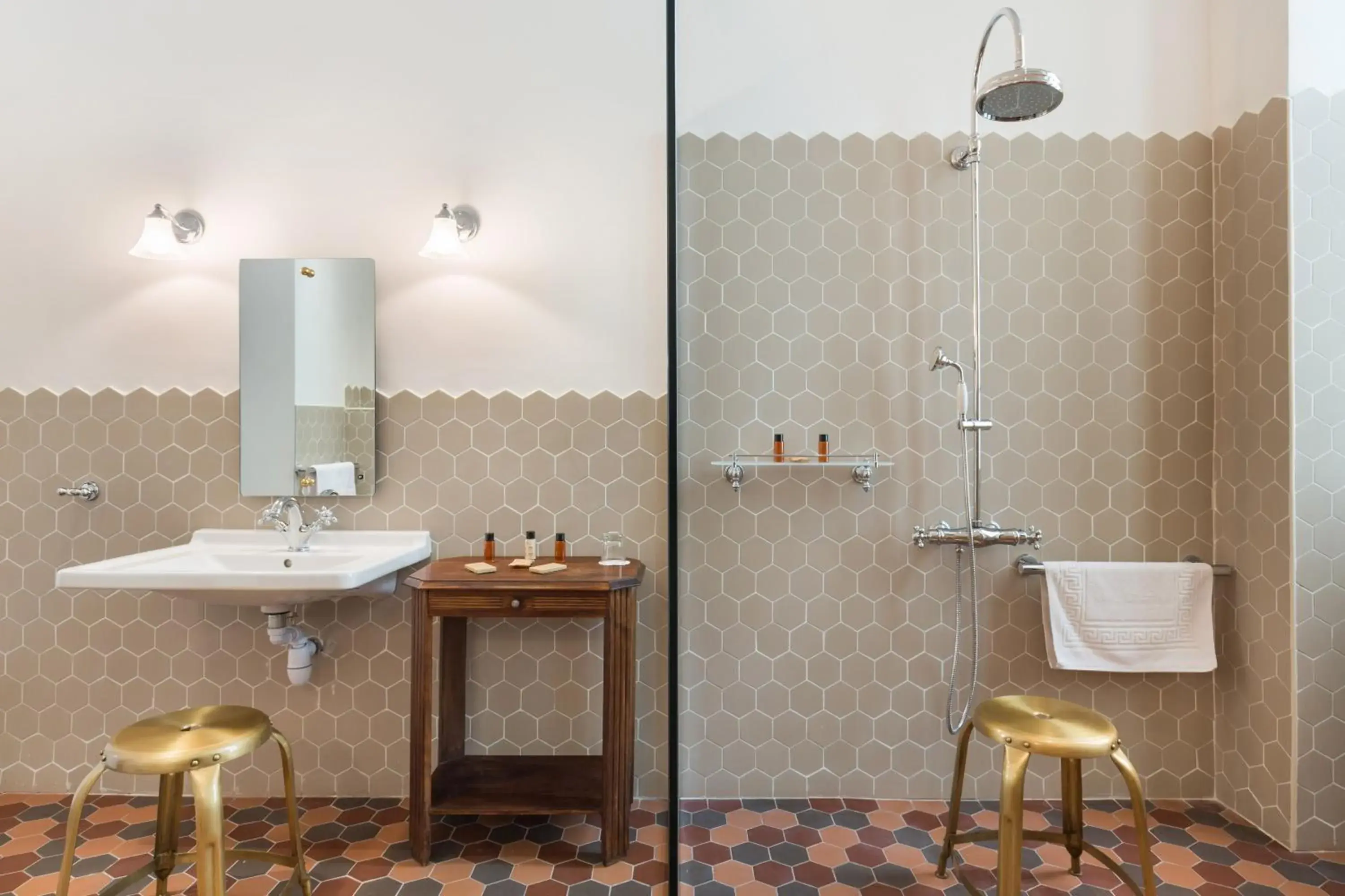 Shower, Bathroom in Hotel Le Grimaldi by Happyculture