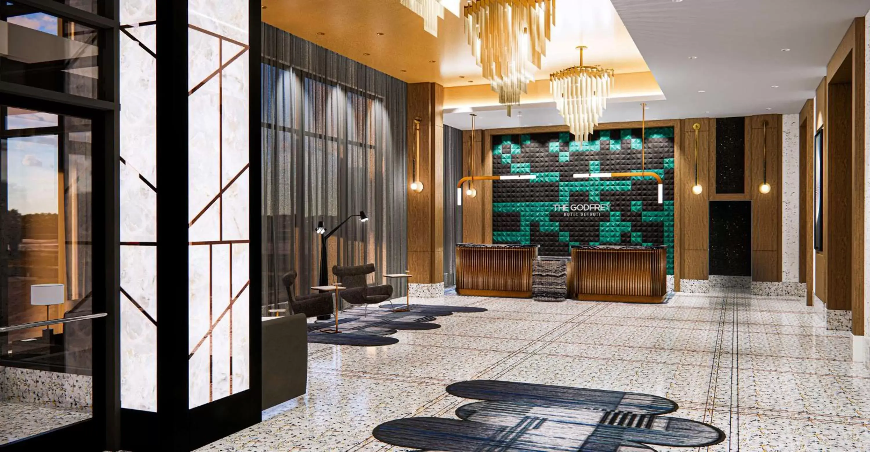 Lobby or reception in The Godfrey Detroit, Curio Collection By Hilton
