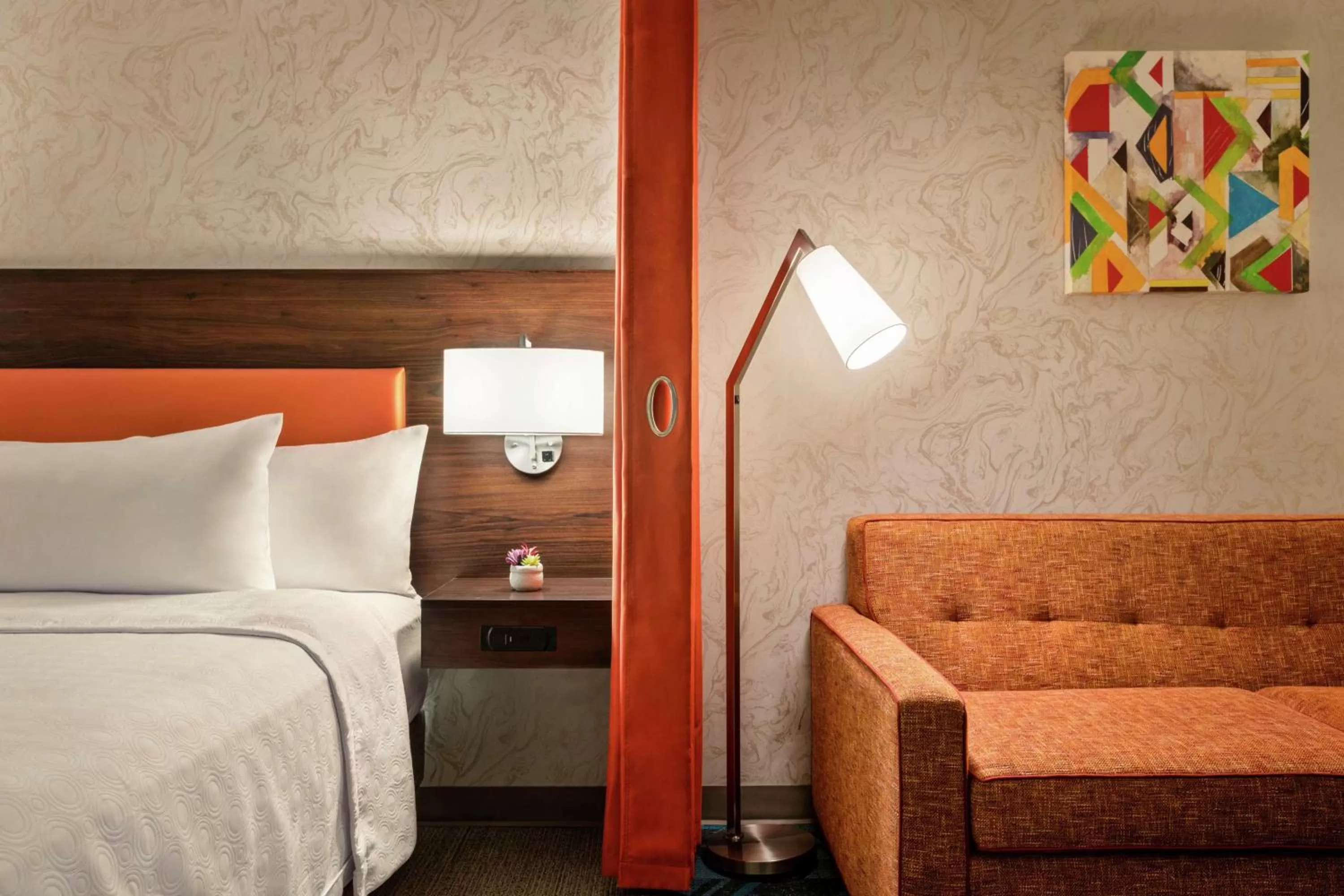 Living room, Bed in Home2 Suites By Hilton San Antonio North Stone Oak