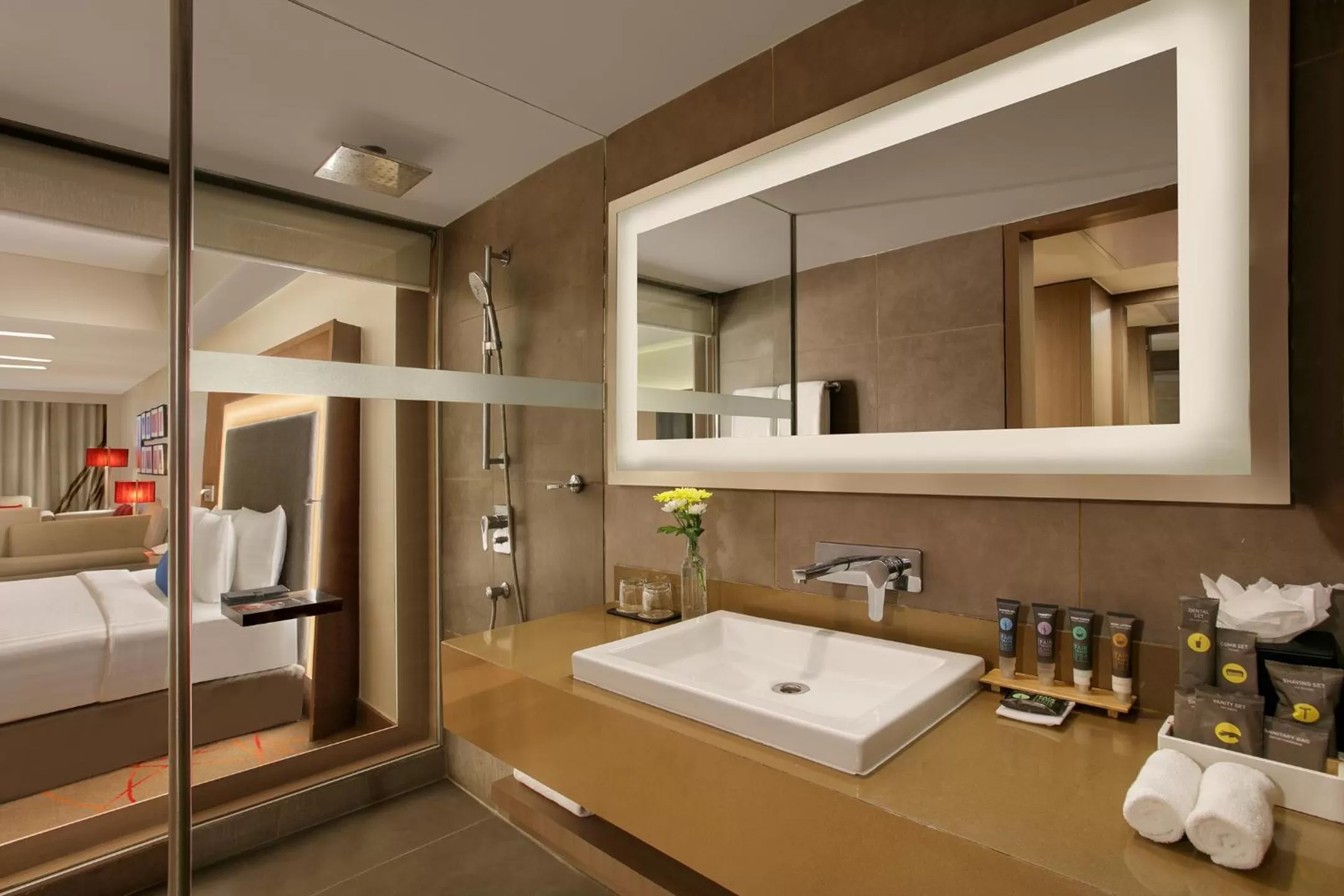 Bathroom, Bed in Novotel Ahmedabad