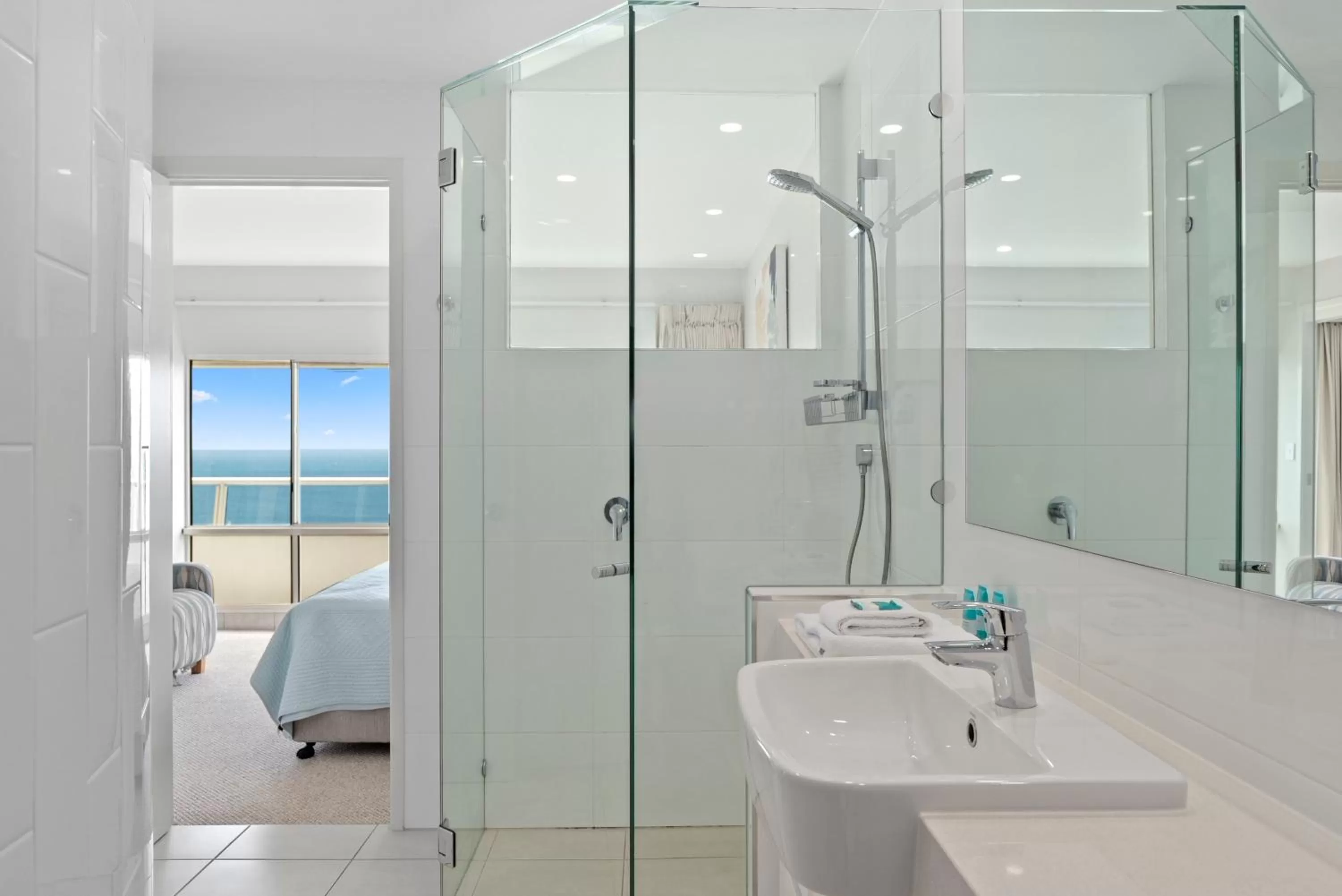 Bathroom in 84 The Spit Holiday Apartments