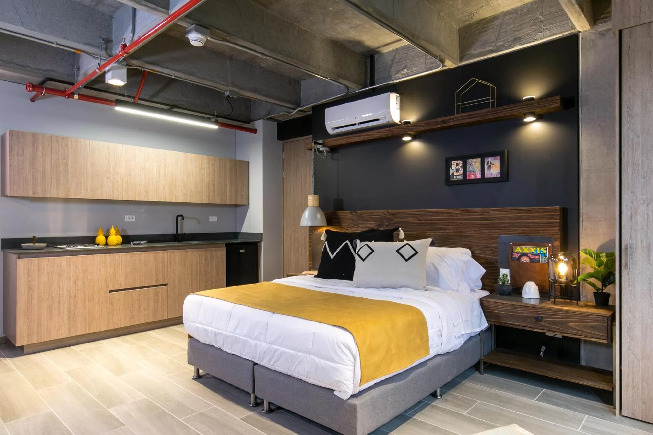 Bed in Factory Lofts Hotel