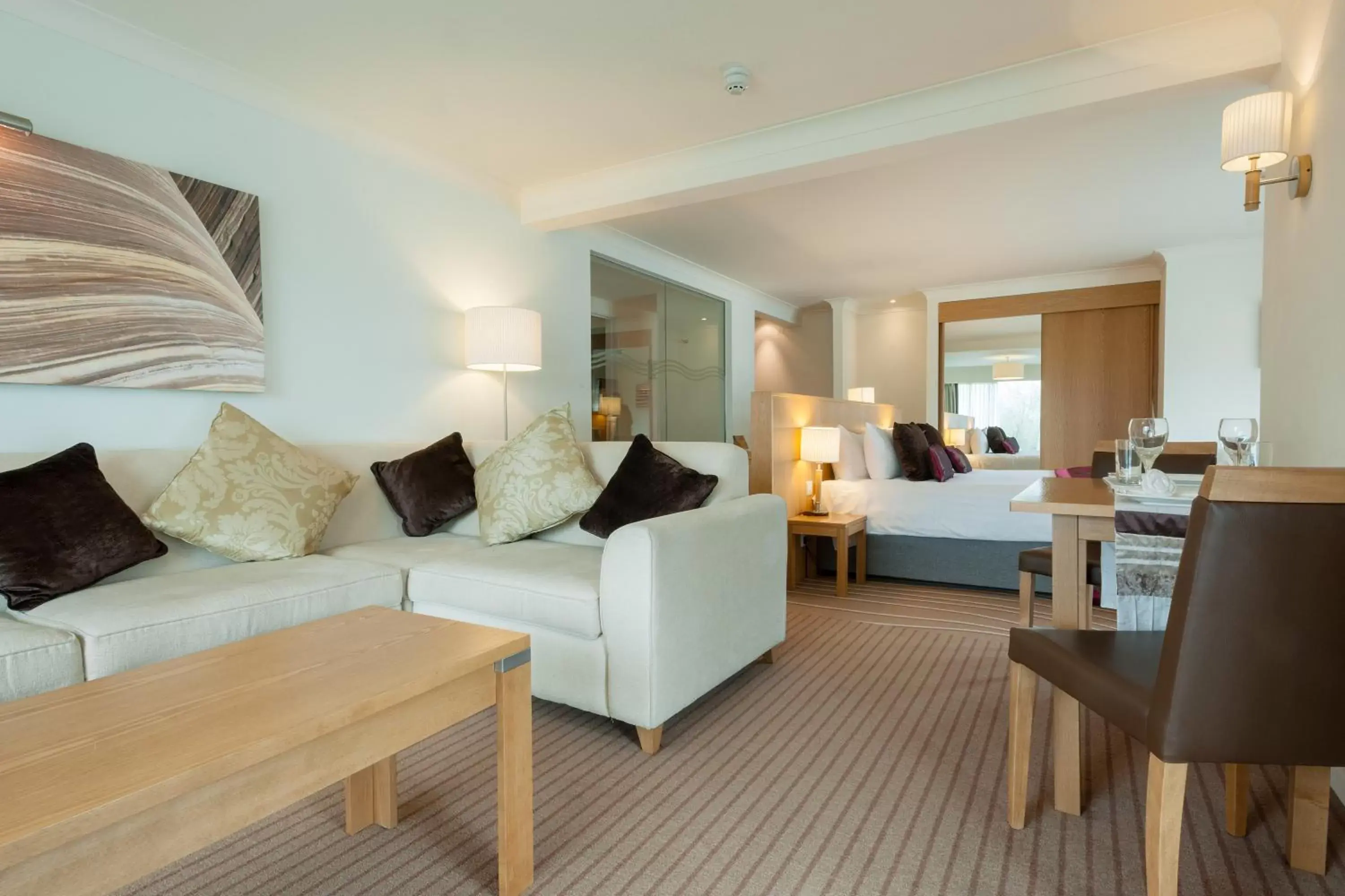 Bed, Seating Area in De Vere Cotswold Water Park