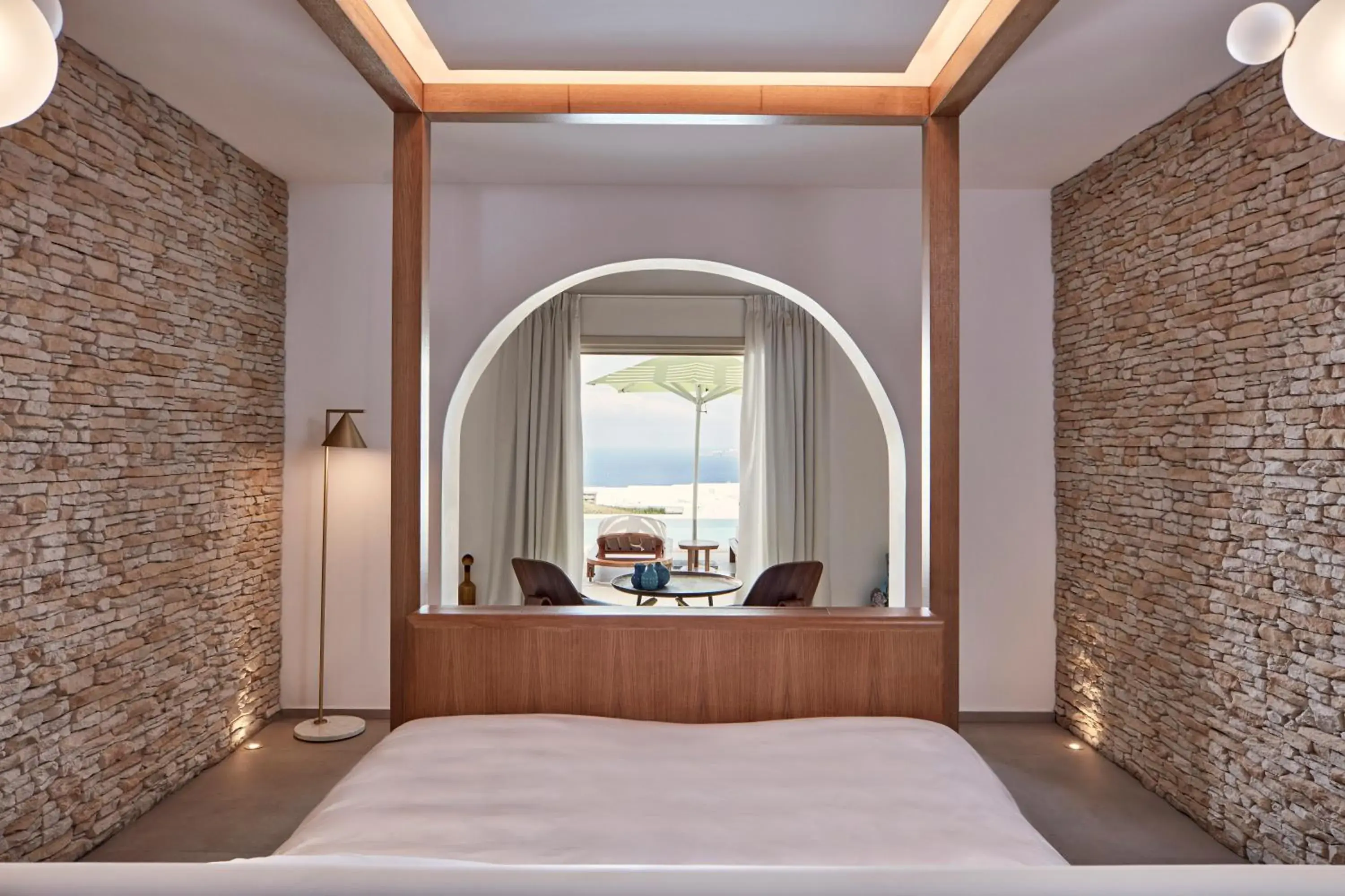 Bedroom, Bed in Myconian Naia - Preferred Hotels and Resorts