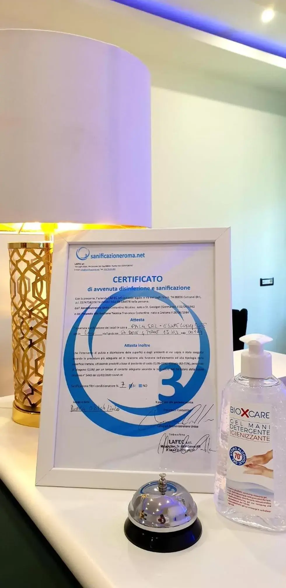 Certificate/Award in Escape Luxury Suite