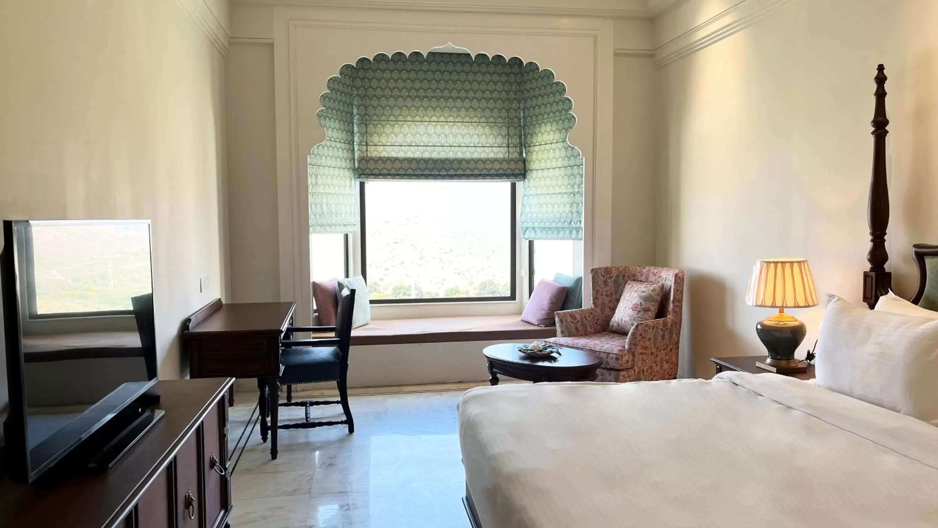 Bedroom, Seating Area in Bhairavgarh Palace Udaipur