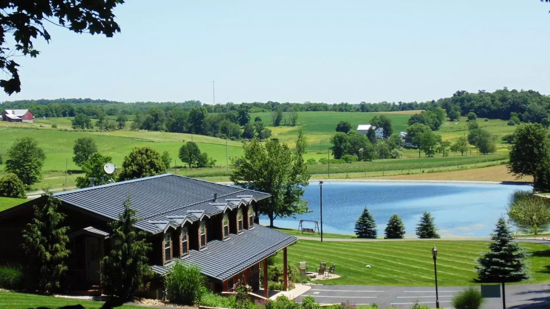 Pool View in Sojourner's Lodge & Log Cabin Suites