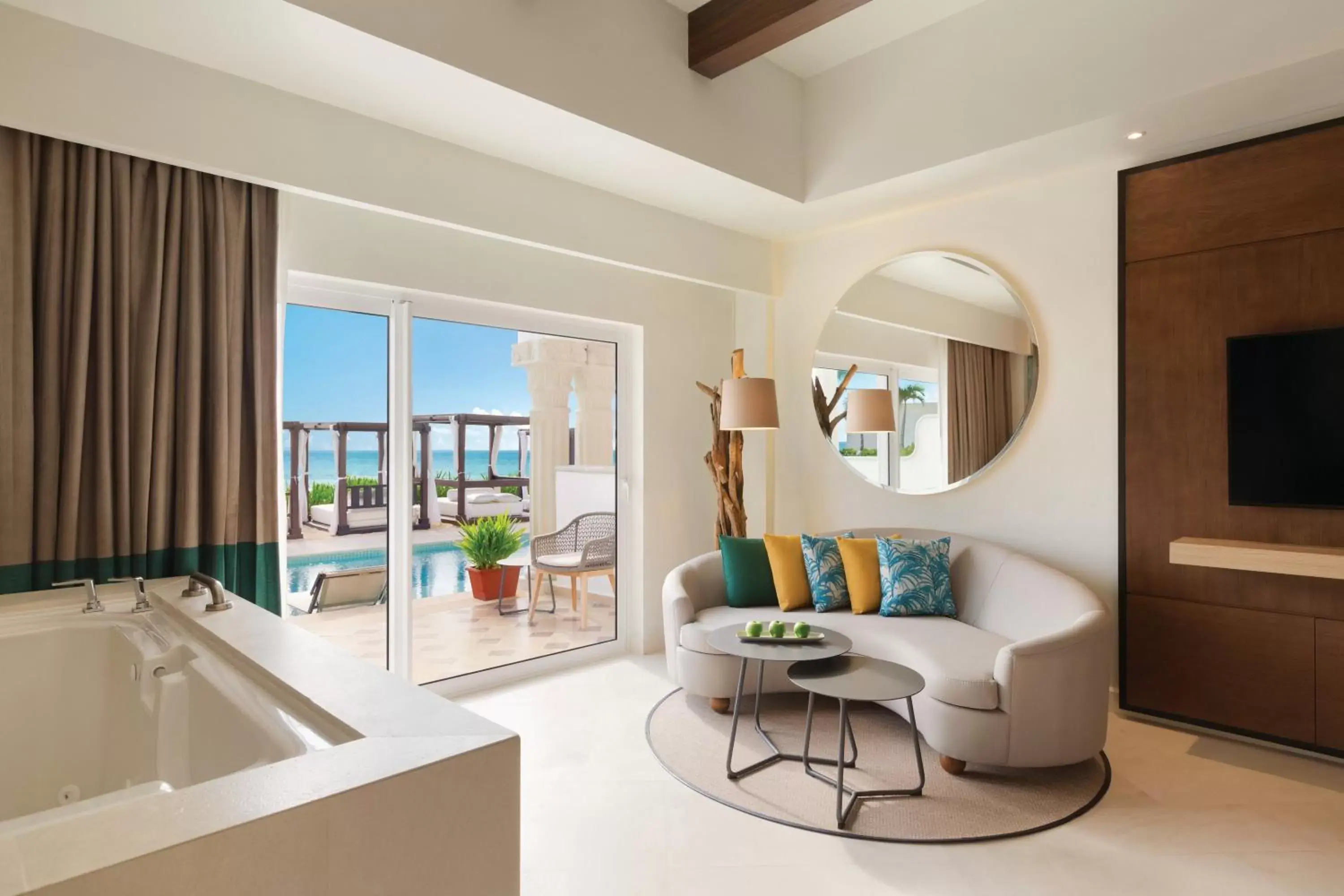 Bedroom, Seating Area in Hilton Playa del Carmen, an All-Inclusive Adult Only Resort