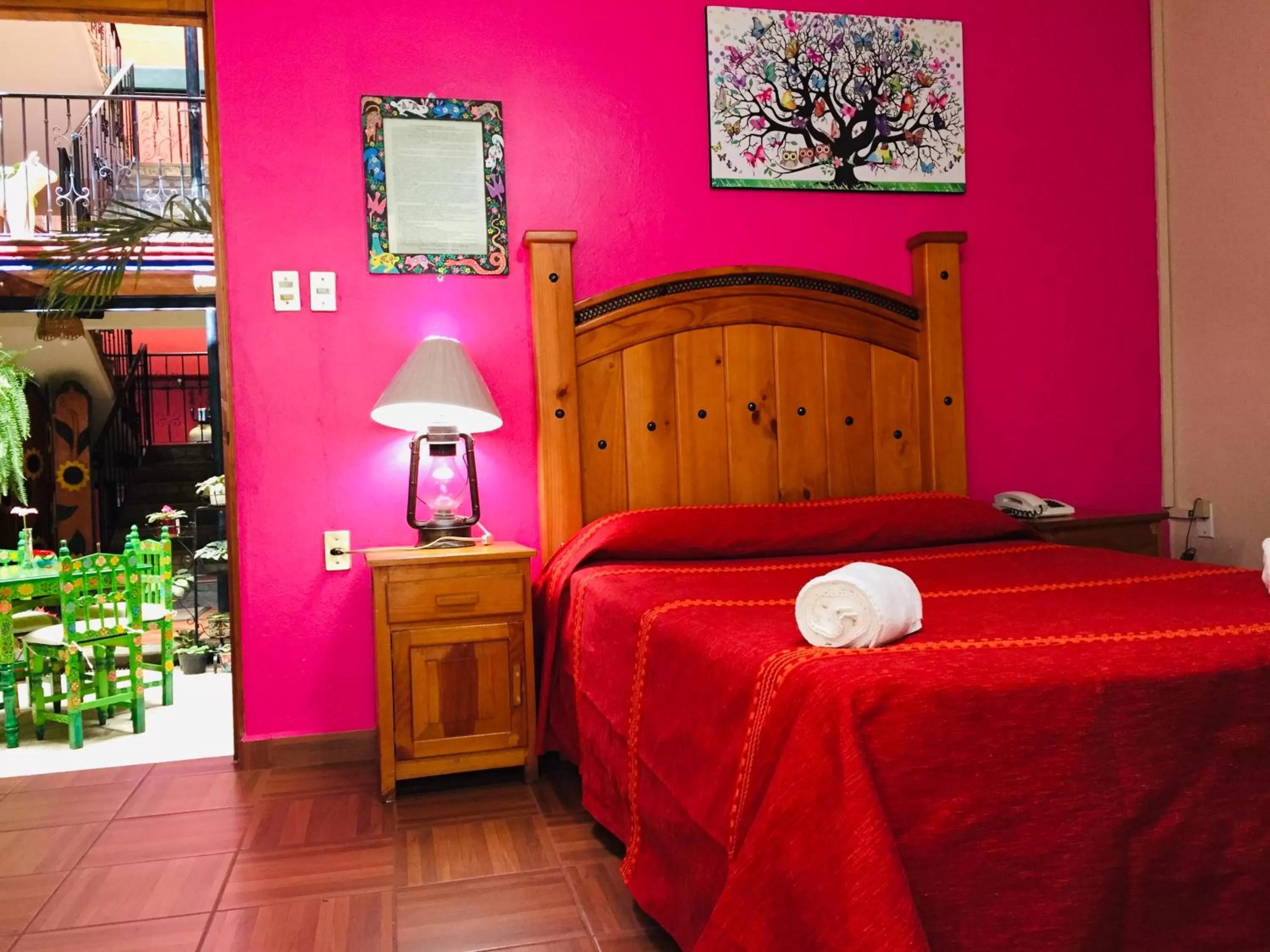 Bed in Hotel Cazomalli Oaxaca