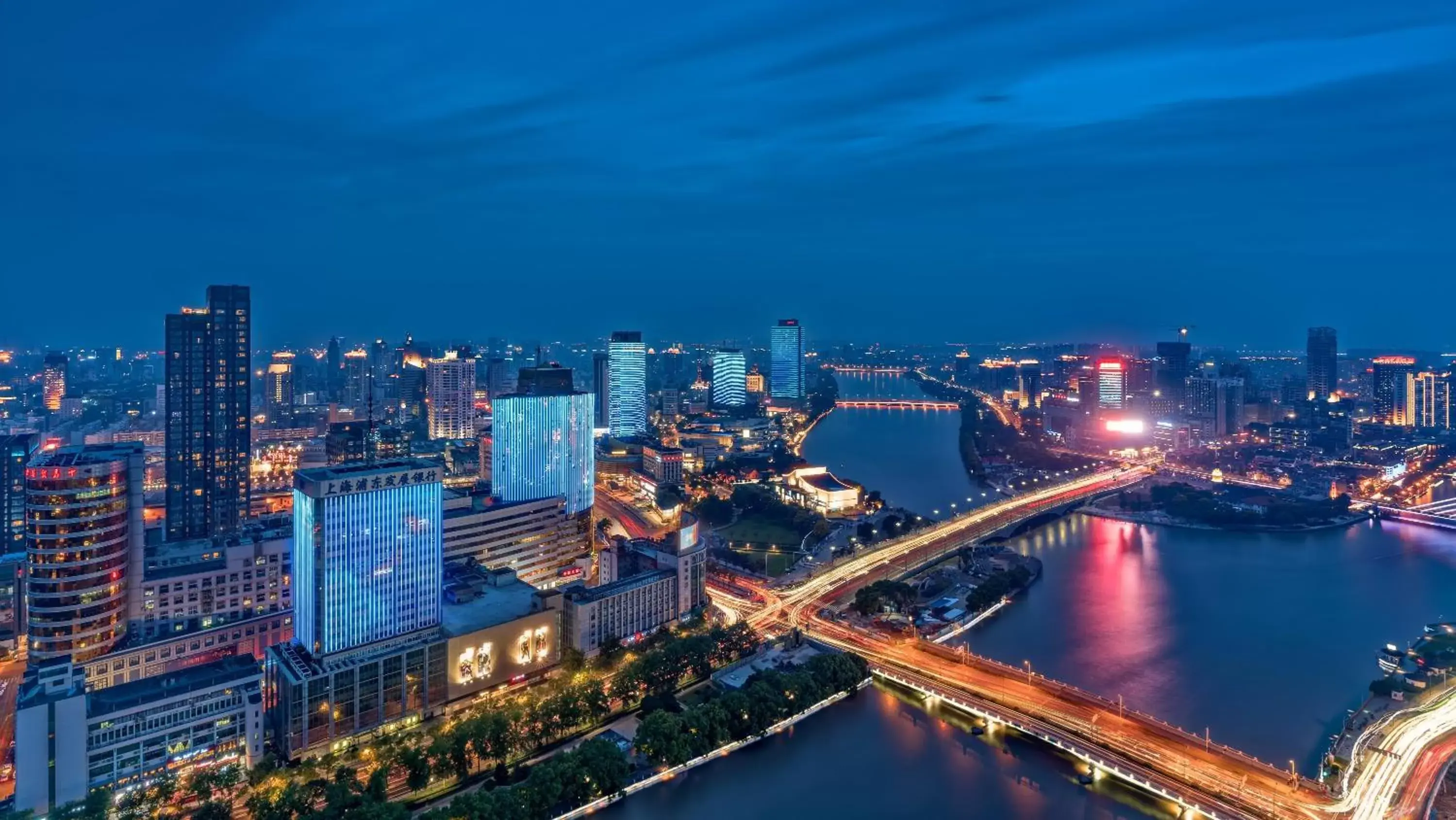 Spring, Bird's-eye View in Shangri-La Ningbo - The Three Rivers Intersection