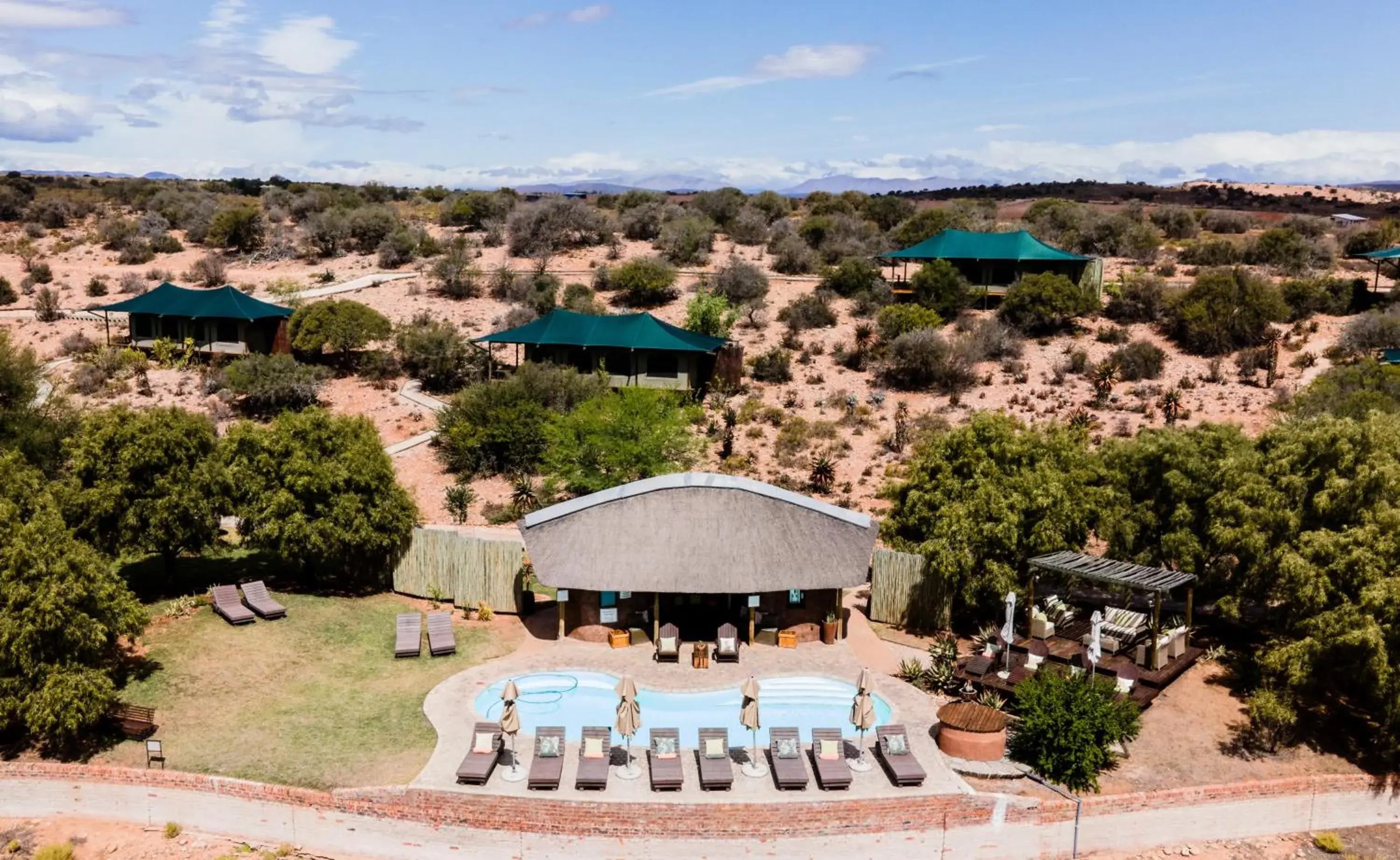 Swimming pool, Bird's-eye View in Buffelsdrift Game Lodge