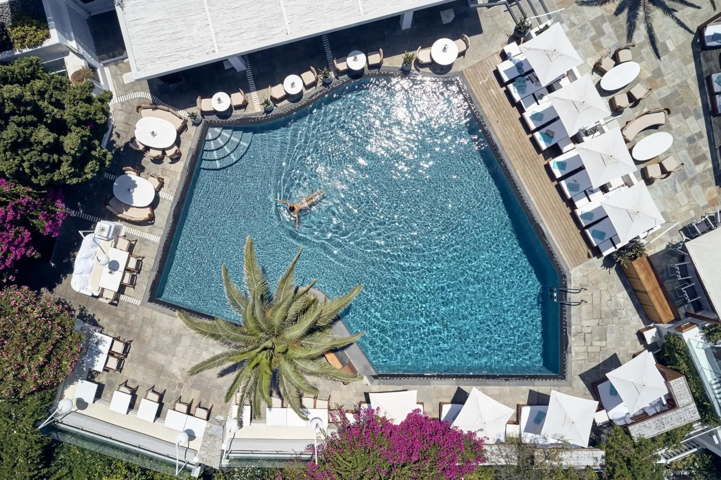 Bird's eye view, Pool View in Belvedere Mykonos - Main Hotel