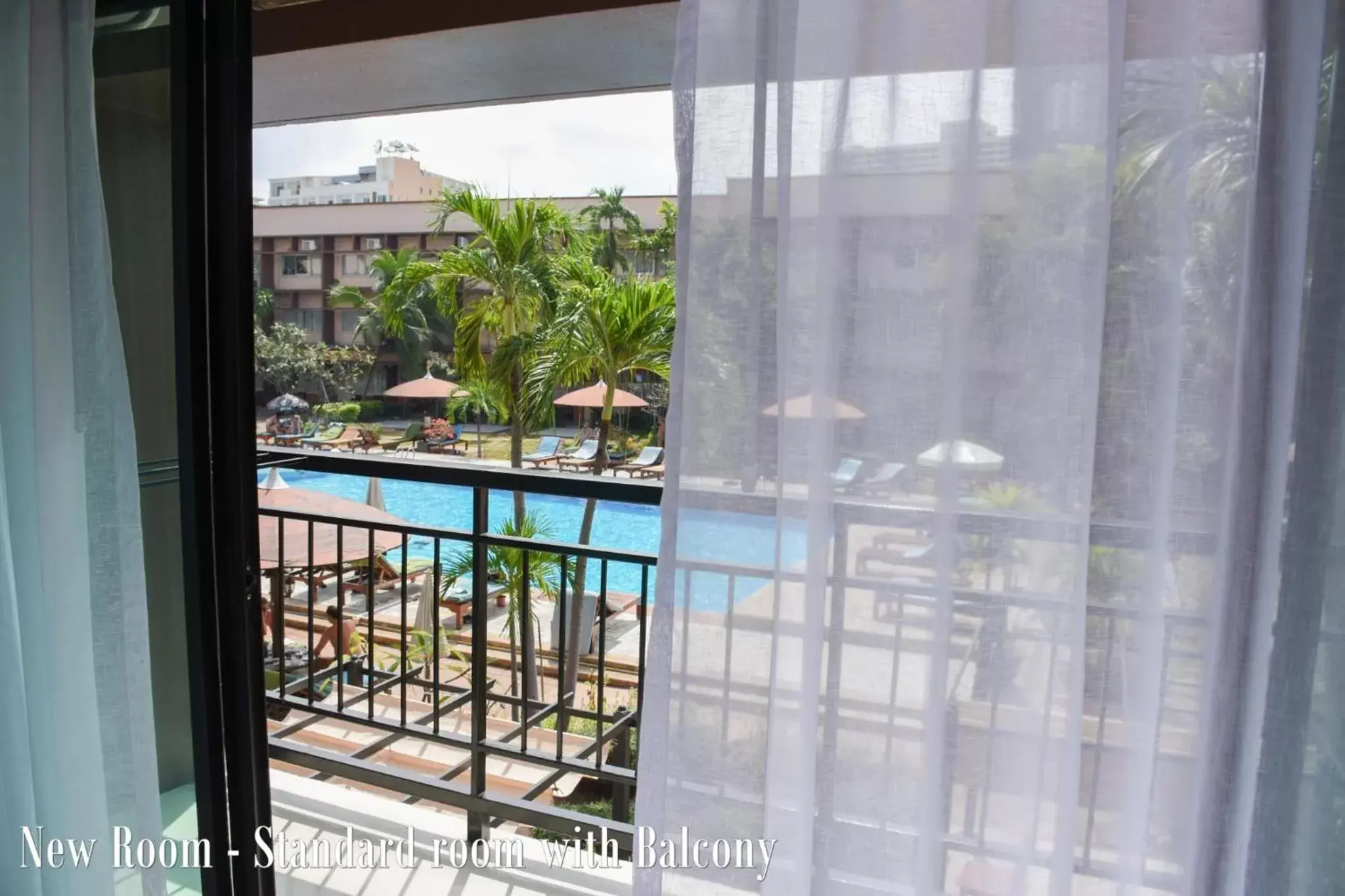 Balcony/Terrace, Pool View in Basaya Beach Hotel & Resort