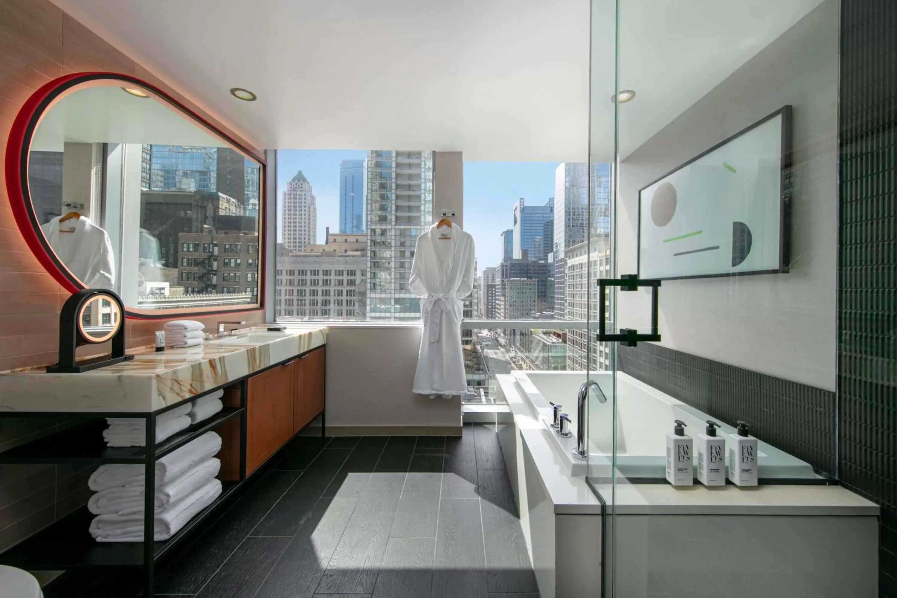 Bathroom in theWit Chicago, a Hilton Hotel